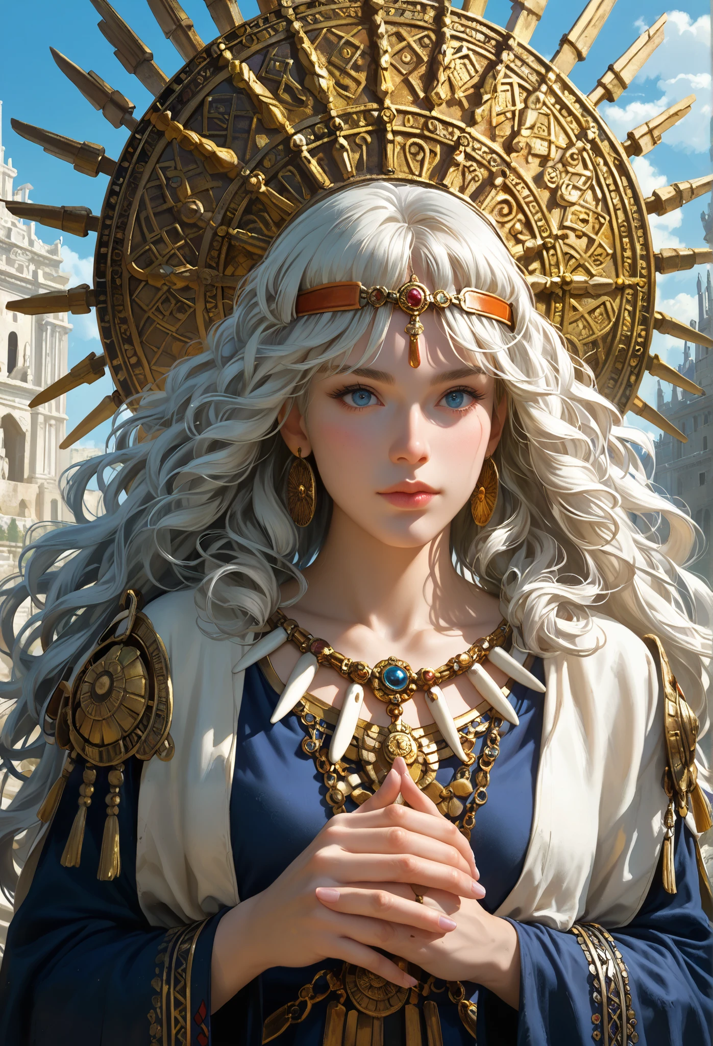 "A mystical and cinematic depiction of ancient Sumerian civilization, where celestial beings descend from the sky to select chosen humans. The scene takes place in a grand Sumerian city with towering ziggurats and intricate stone carvings. The sky is illuminated by a divine light as otherworldly beings with elongated features and glowing auras descend, extending their hands toward carefully chosen individuals dressed in traditional Sumerian robes. The atmosphere is mystical and awe-inspiring, evoking themes of divine intervention and lost ancient knowledge."