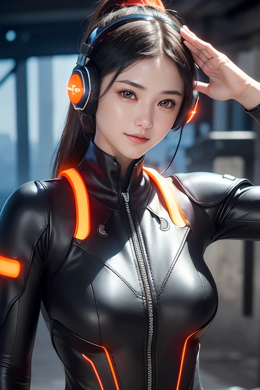 Best 8k quality Super realistic futuristic dj woman.
With super beautiful headphones .
Stylish clothes with vibrant colors.
It is in an environment that transmits a lot of music.
This centralizes, staring at the camera.