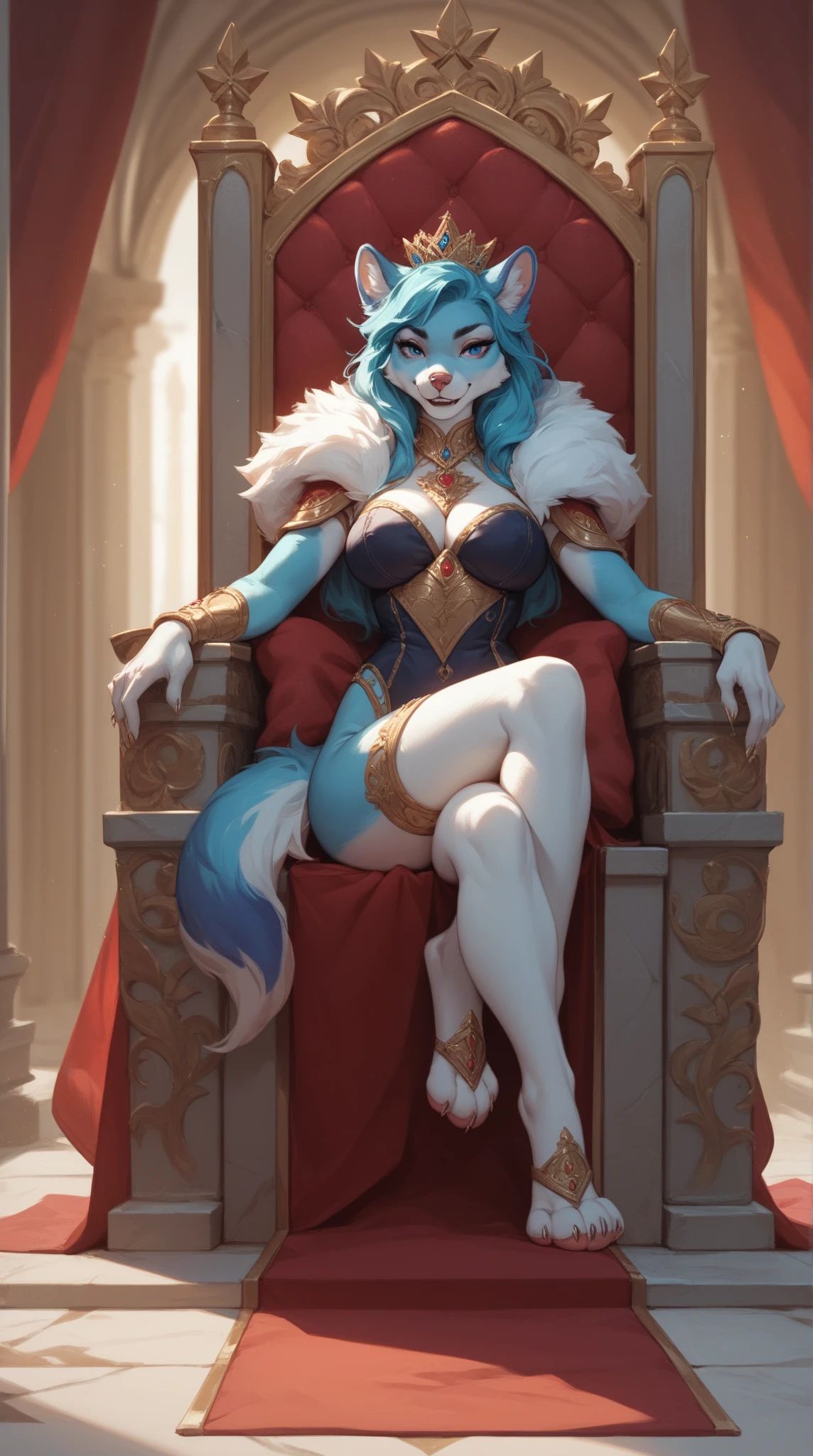 By personalami. Cute furry lynx girl. huge sweat and wet. optimal view. Sitting on throne