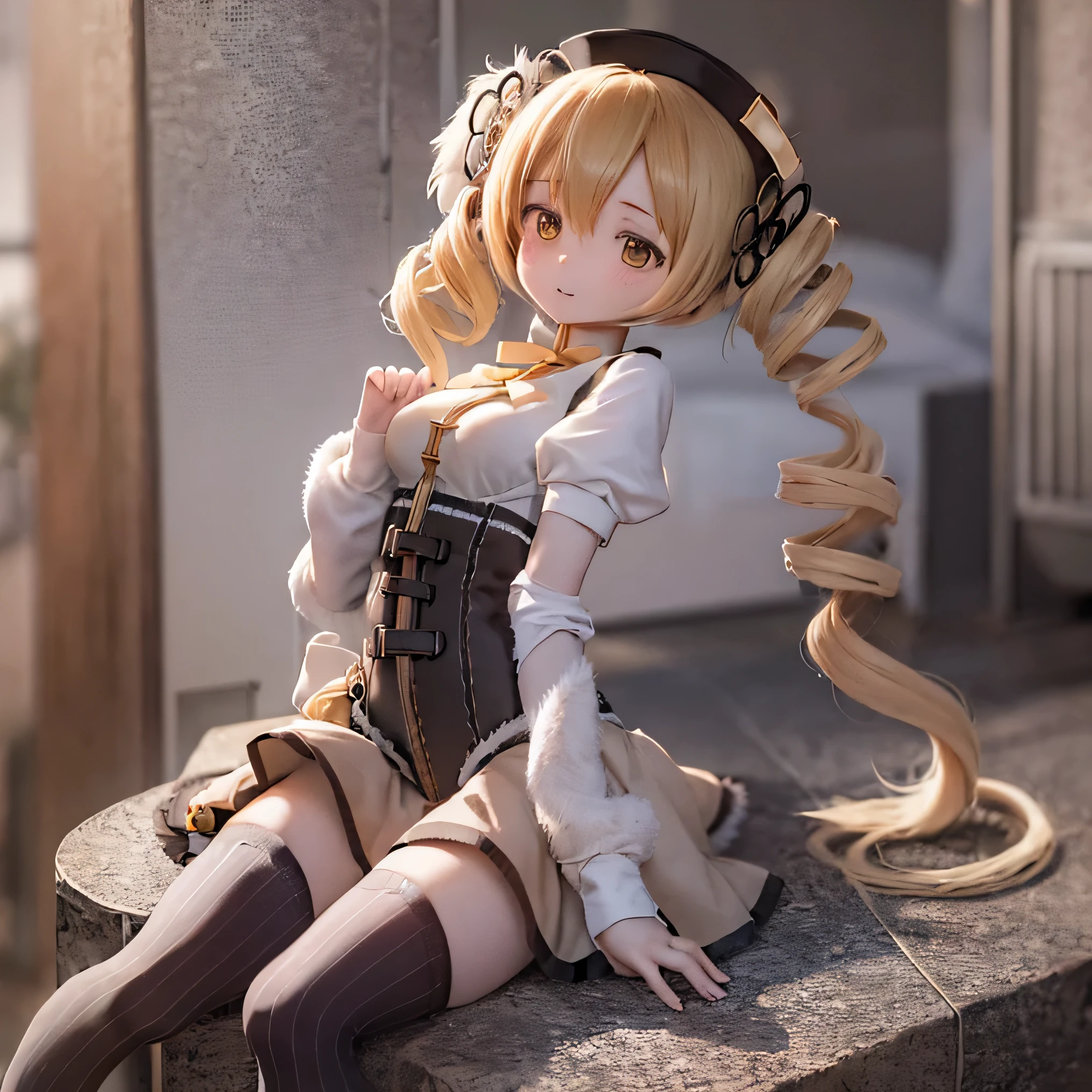 (      nudes) , Over-the-shoulder hairstyle like Mami Tomoe、魔法少女まどか☆マギカの巴マミ、((((     thigh high socks     ))) gothic ta clothes 