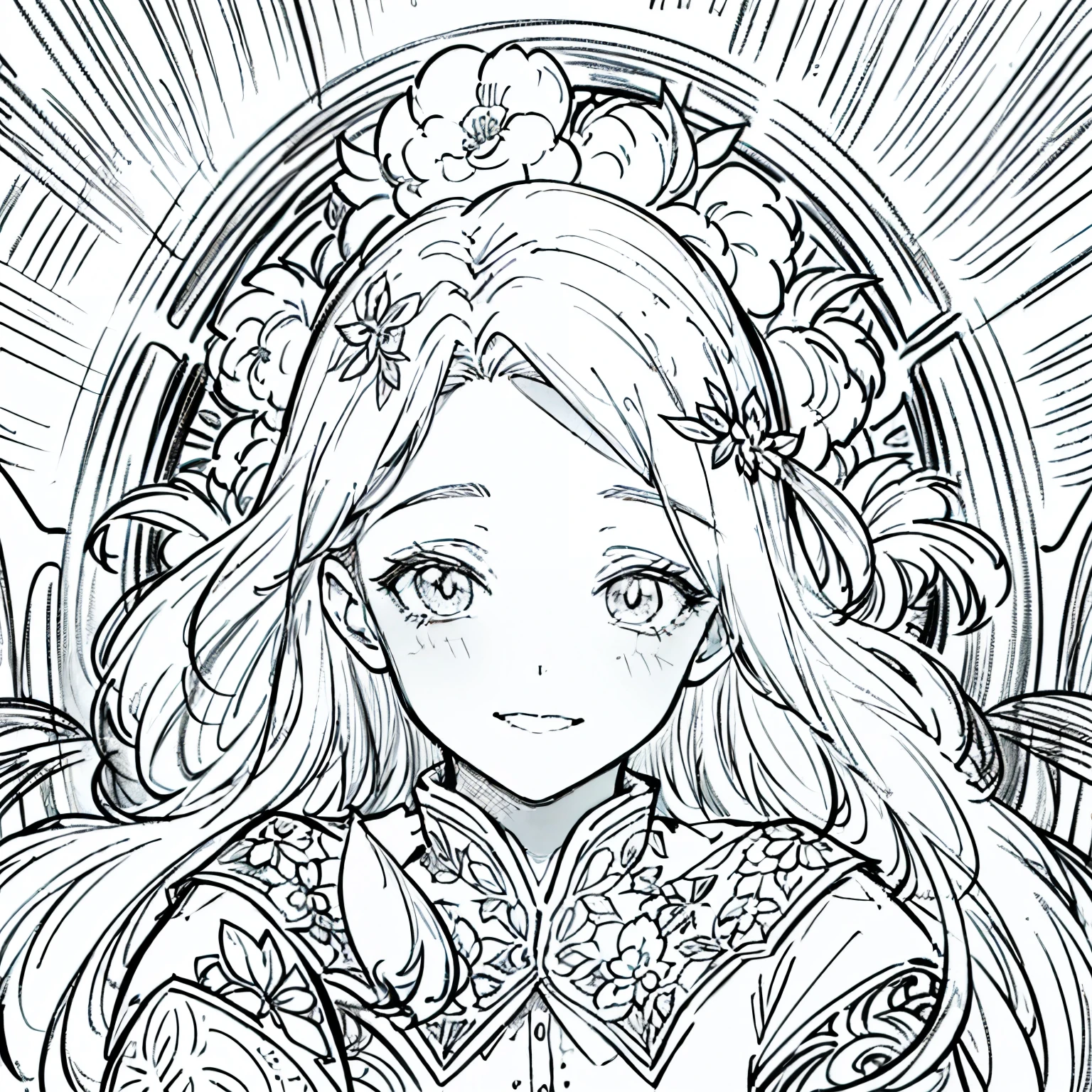 An anime girl, long hair, beautiful close up. long hair. Angel halo