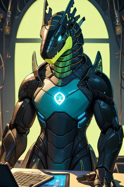 hyper-realistic, photorealism, a strong anthro golden gundam dragon is standing in spaceship, solo, male, (gundam), shiny silver chassis, mecha, cyborg, glowing LED, detailed textures, bipedal, photo, camera captured that ensuring character are in sharp focus while the background remains softly blurred, 1 tail, highly detailed