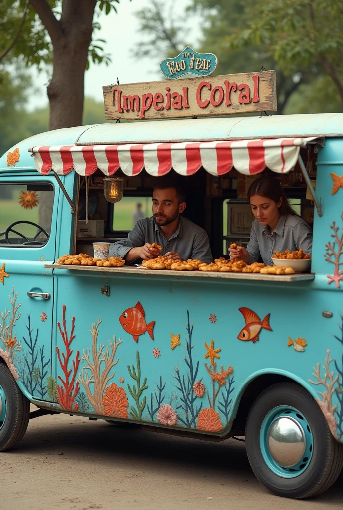 A car eating a hot dog, in a place full of birds.