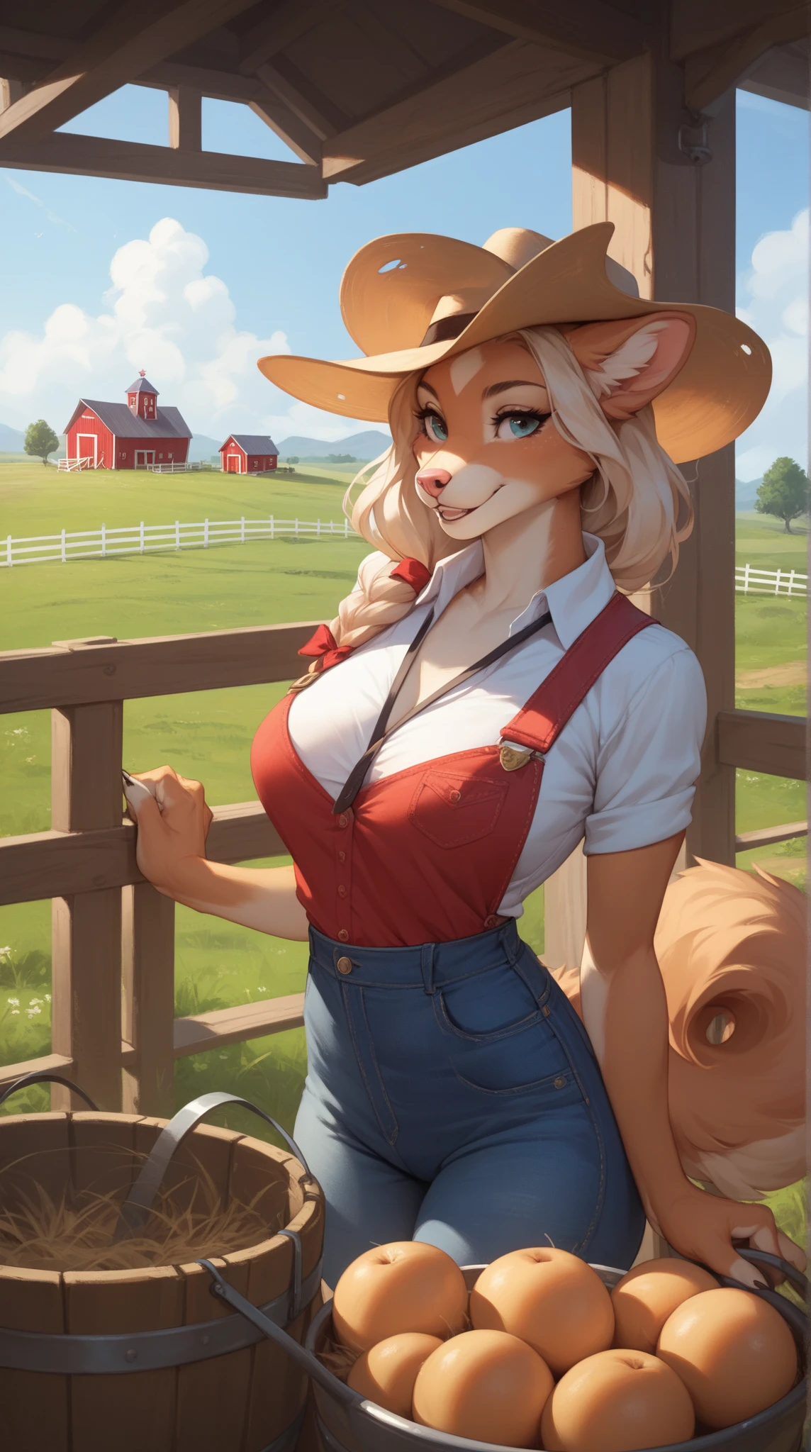 uploaded on e621, by Pixelsketcher, by Bayard Wu, (by Holivi), by Thomas Benjamin Kennington, by Einshelm, solo anthro, (young age), ((Portrait)), ((farm clothes, red plaid shirt, denim shorts)), (pantyhose), ((mouth open)), (detailed Bonifasko lighting), (Detailed fur), (detailed skin), (Cinematic lighting), ((Detailed background, farm, wheat field)), (half body shadow), [Backlighting], [ambient light on the belly], (higher wildlife feral detail), [explict content], [sharp-focus], (Questionable content), (shaded), ((Masterpiece), Long hair, Blonde, Average Breasts, pectoral muscles, ((Fluffy cow, young bovine)), (fluffy fur, fluffy tights, fluffy breasts), Wavethesallow Face, furry fantasy art, anthro art, commission for high res, Furry art, pov furry art, Sakimichan is beautiful, Masterpiece, Best Quality, Detailed image, Bright colors, Detailed Face, perfect lighting, Perfect shadows, Perfect eyes, focus on girl, flawless face, gorgeous body, Hourglass body, shiny body, feet focus, Fluffy, fluffy girl, Body fur, Animal nose, (()), (small girl), (thin body), Girl Lan, Tall, ((two-toned skin)), ((white and black)), ( cow,  bovine), ((pony muzzle, bovine ears, small cow horns)), gaze at the viewer, half closed eyes, 1girl, full body, (Masterpiece:1.2), (Best Quality:1.2), (illustartion:1.2), (Cinematic lighting:1.3), Detailed fur, Balanced coloring, (Erotic), Furry, anthro, big butt, showing hips, (attractive body:1.5), sexy body, looking a viewer, seductive gaze, (seductive body, offering body), thick-thighs, fit body, Best Stockings, Suggested Pose,