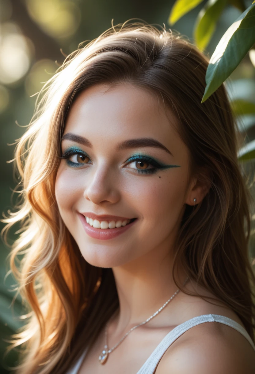 Realistic portrait, 16-year-old woman, fair skin, natural lighting, minimal makeup, everyday clothing, slightly tousled hair, genuine smile, realistic skin texture, soft focus, no filters --ar 2:3