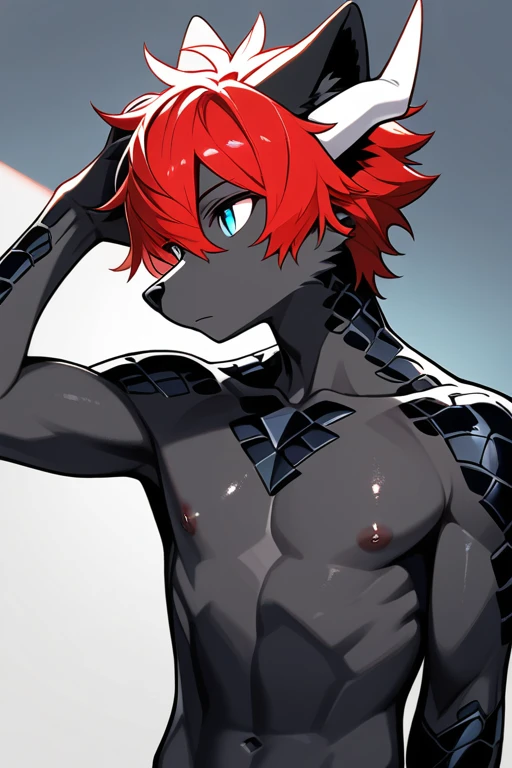 thin male solo cartoon cat by zackary911 hair over eyes wearing fashionable orange thong , small waist broad chest orange mane slim scruffy