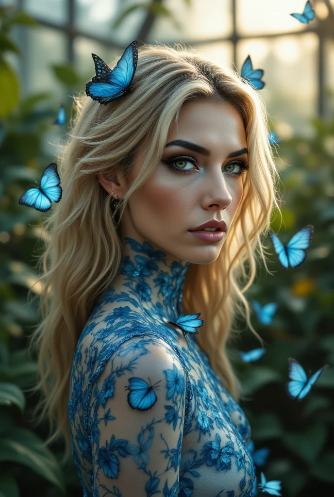 Fleur de Lis symbol and blue butterfly 