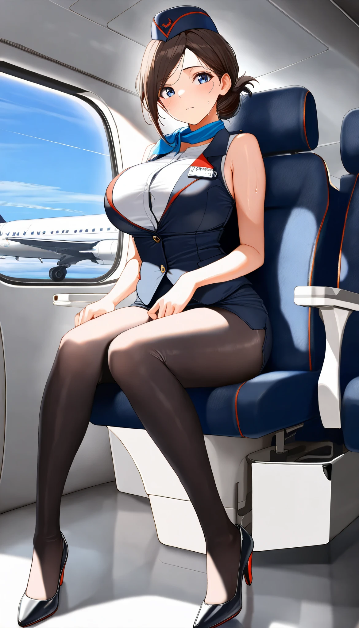 (8K ,Hyper-detailing,Ultra photo realsisim,Best Masterpiece,naturey,Perfect artwork,Perfect female body),Two cute busty girls ,(large tities),Flight attendants on board,Stylish hairstyle,Elegant and sexy flight attendant,in an airplane,Put on a sexy vacuuming stewardess uniform,Built-in thong panties,Large cleavage,,Stretch meat,Raised sexy,The kinky is exposed ,tit,full body shot of