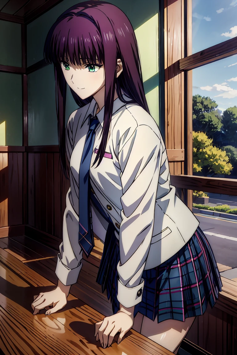 赤 purple hair, GREEN EYES, eyes like jewels,((最 high quality)), (( Masterpiece)), ( Details), 1 GIRL , sexy,smile face, blazer uniform,赤 purple hair, GREEN EYES , eyes like jewels, 超 nothing , ((( GREEN EYES))),赤 purple hair, beautifulアニメ高校の女の子,( Masterpiece:1.2, 最 high quality ), ( exists, photo exists:1.4), beautifulイラスト, ( natural light , Movie Screenplay ), nsfw, watch viewers , COWBOY SHOOTING , Front view of the company :0.6, seat, Japanese, university student の女の子, perfect face, beautiful髪, beautiful顔, beautiful and amazing eyes, beautiful鎖骨, beautiful体, beautiful胸, beautiful太もも, beautiful足, beautiful指 , ((( navy jacket ), Light blue shirt , details beautiful DEL I'm CATE EYES FULL OF DEC I ON , black socks, blue tartan ribbon tie )), ( beautiful風景), evening , Riverside, walk, smooth anime CG art , 魅惑的な Anime Girl , MAKE A GIRL IN A LONG COAT , nothing , 非常に Detailsななイラスト, DARK BLUE PLEATED MINISKIRT VIBRATOR , RAW Photo , Film Grain , are standing , U nothing and 8K Connection , 長い赤 purple hairと GREEN EYESをした Anime Girl , anime moe art style , 若い Anime Girl の接写, smooth anime CG art , beautifulアニメの university student の女の子, anime moe art style , シュールな university student の女の子, Anime Girl , 魅力的な Anime Girl , シュールな university student の女の子, GIRL WITH SHINY CLOTHING , nothing , CG Details , high quality shadows, beautiful、delicate face、すべての Details , ディテール beautiful DELICATE EYES FULL OF DECISION,break( nothing 8Kの壁紙 ),(高度に CG Details 8kの壁紙),Makima ( chainsaw man ),Scathach ( destiny / GRAND ORDER REQUIRED ),reika shimohira , nothing , とても繊細で beautifulCGイラスト,最 high quality , exists Feeling , exists fabric, exists texture,((( debris flies))), (((最 high quality ))),8k,At 32k, Masterpiece, beautiful and charming anime woman , supermarket, 非常に Detailsな, nothing ,シュールな university student の女の子, Masterpiece, 最 high quality , high quality , Freshness , high quality texture, high quality shadow, 高 Details, sex, seat, university student , alone,I, alone, alone, ADULT BIB , beautiful長い脚, beautiful胸, beautiful太もも, Tight legs , beautiful leg line , Slender Waist in an Unmanned Bar ,Mature body girl, Big breasts only , beautiful胸,reddish purple hair, purple hair, BLACK CURRANT HAIR , charming Anime Girl , colorful hair, straight hair ,shy smile,幸せそうなsmile, Brilliant appearance ,cute smile,Cool Beauty, beautiful女性, handsome face , beautiful写実性, attractive figure , enchanting face , calm look , beautiful髪,smile, colorful eyes , GREEN EYES,Jade Eyes, beautiful目,bright eyes, DELICATE EYES FULL OF DECISION, Jewel Eyes ,Jade Eyes,( GREEN EYES:1.5), charming face ,8 heads,:: 174cm,彼女は首に necklace 身に着けています, necklace ,beaded necklace ,Magatama Accessories,smile,