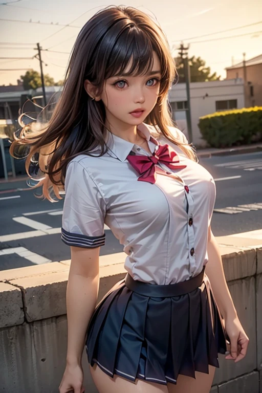 (detailed face:1.3), (1girl, cute, beautiful, sitting on bus), (white_button_shirt, plaid pleated mini jk skirt), (best quality, masterpiece, 16k, raw photo, ultra high res:1.2), (from above, girl's face focus:1.2)