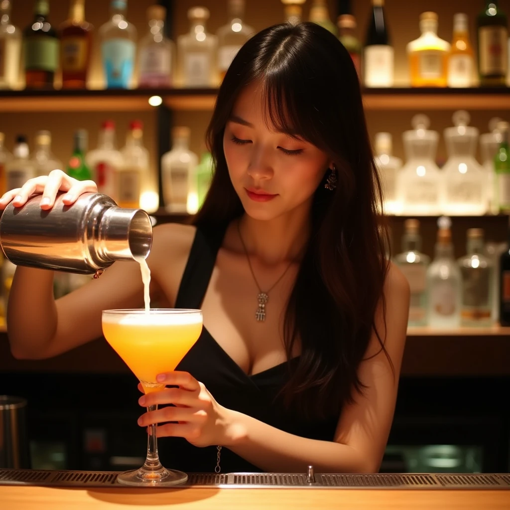 Add orange juice to the vodka、Drink in a Collins glass
