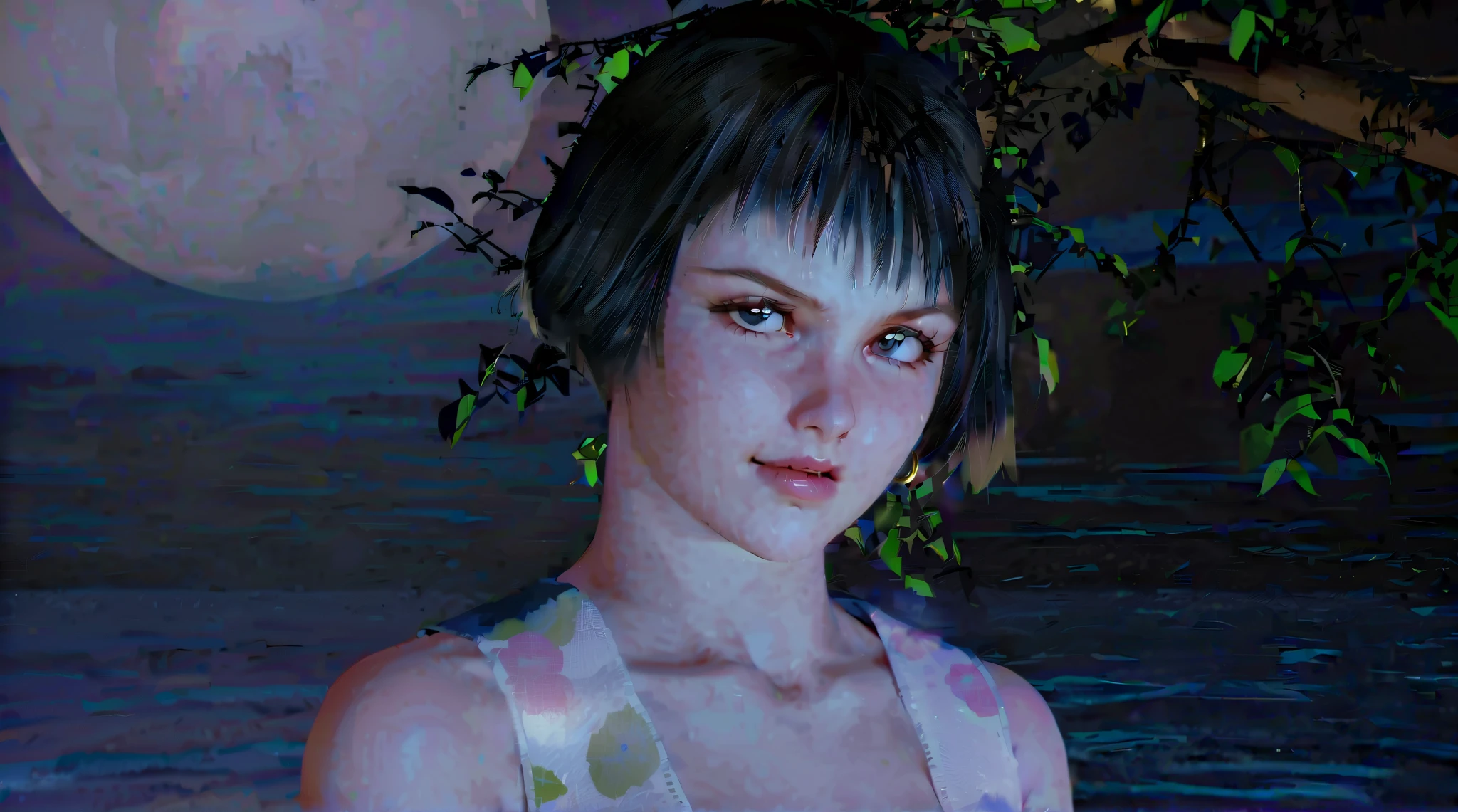  Masterpiece, top quality, very aesthetic,  is ridiculous,1990s \( style\), 1 GIRL,Alone, sailor uranus XL, blue swimsuit, blue eyes, short hair,very  short hair,1 pair of earrings ,  blond hair left and right,  happy,null,wind,cowboy shot,  beach,