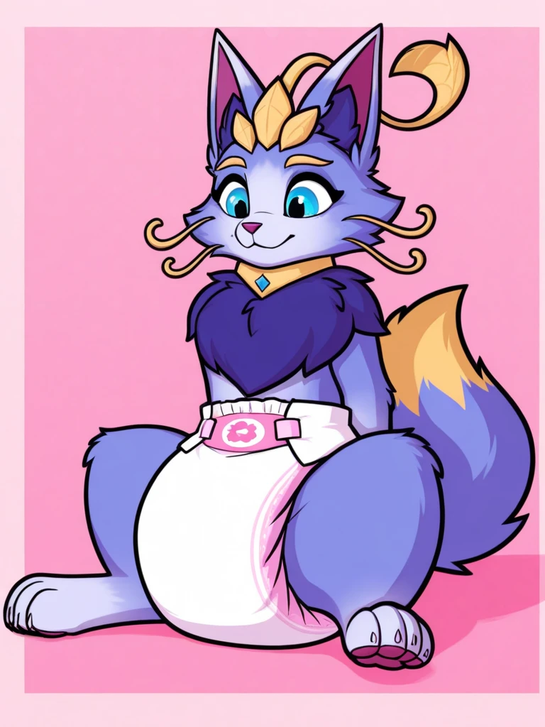 score_9,score_8_up,score_7_up, lynx, raccoon, hibryd, furry art, long hair, hair over shoulder, shirtless, ((shota)), (purple fur), purple body, ((soft body)), fuzzy, one fang, purple eyes, solo focus, kemono, cute, ((eyeliner)), mascara, eyelashes, kid, young, narrowed eyes, between legs, smug face, fullbody, floppy ears, navel, erect penis, view from below, nipples, ear piercing, back view, (penis focus), lingerie, ((action pose)), shoulder tuft, chest tuft, excessive fluff, (chest fur), belt, arm band, hands on hips, foreskin, by coffeesoda,
