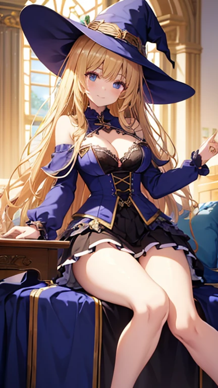 "Imagina una escena vibrante y rica en detalles, worthy of the aesthetics and visual depth of the Genshin Impact universe, capturando a una joven bruja de pie, en todo su esplendor 8k. Esta bruja, defined by her long brown hair that cascades naturally over her shoulders, debe ser el foco principal. Sus ojos almendrados brillan con un tono dorado cautivador, offering the viewer a look full of confidence and a pinch of mischief. Debe llevar un sombrero de bruja impresionante, bowed slightly to add mystery to his countenance, and a purple dress that combines elegance with the dynamic combat style characteristic of Genshin Impact. This dress not only highlights your unique personality, but it also moves as if imbued with magic, con pliegues que sugieren movimiento y una vida propia. The witch is sitting gracefully on an intricately designed chair, that seems taken from the most mysterious corners of Teyvat, con sus piernas separadas de manera elegante, showing off her tight white panties arranged in a way that suggests both elegance and readiness for action. Her high heels and high stockings add a touch of sophistication and mystery to her outfit., inviting you to contemplate the stories it could tell. His expression is playful, adorned with a mischievous smile that hints at adventures to come or barely contained secrets. Alrededor de ella, the environment must be permeated with subtle magical elements, like floating specks of light or little mystical creatures, creating an atmosphere that is both welcoming and full of unexplored possibilities. This portrait should not only capture the stunning aesthetics and visual richness of Genshin Impact, but also convey the unique personality and enigmatic character of the witch, invitando a los espectadores a perderse en su mundo."