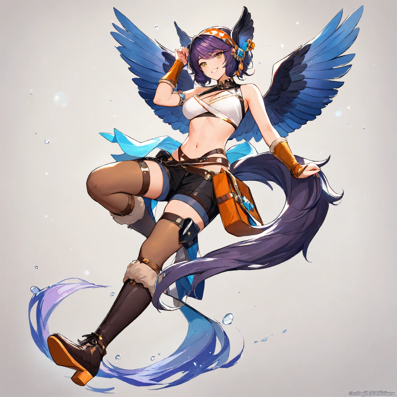 (Masterpiece, detailed art, furry art commission), (anthro male owl, femboy) tall, athletic figure, lithe, (beak), seductive, (avian legs, avian feet), (by fluff-Kevlar):0.8, (large sheath), heavy balls, (wings on back, thigh high socks, cute, long legs