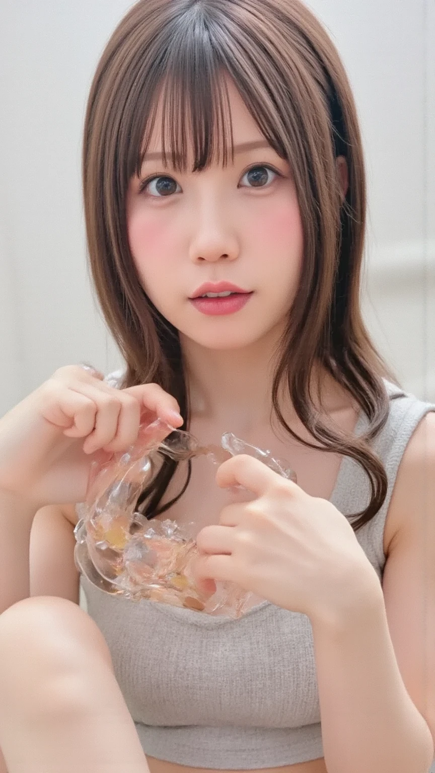 Close ~ eyes、(((Handjob、Dildo)))、Model clothing、Perfect Makeup、Elementary school girl、Curly Hair、Photographing the chest、Sex Appeal