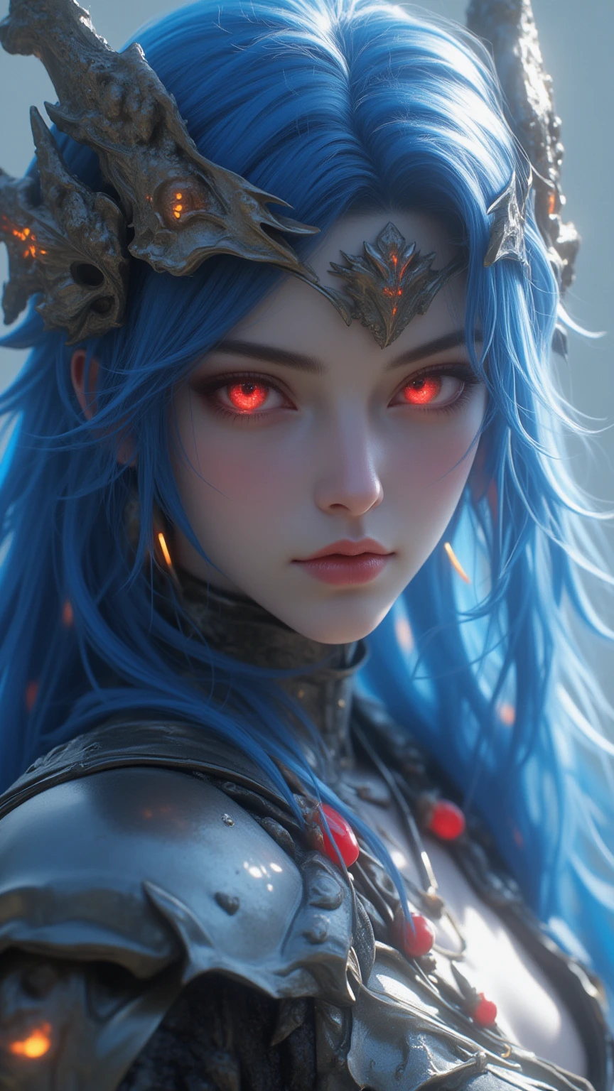 A woman's features of blue hair and transparent helmet, epic fantasy art style hd, epic fantasy digital art style, fantasy art, art germ details, epic fantasy art style, artistic germs. High detail, extremely detailed , germs IG model | art, art germ portraits, fantasy art style, 4 k fantasy art features, fantasy art style, full of vitality, epic fantasy digital art style, epic fantasy art style, futurism, digital fantasy portraits, vibrant fantasy style, hd epic fantasy art style, soft full of vitality, detailed matte fantasy portraits, complex 3 d rendering very detailed beautiful ceramic outline women, robots, robot parts, 150 mm, soft light and beauty studio edge light, full of vitality, the details of the lace, surrealism, anatomy, facial muscles, cable wire, microchips, elegant, beautiful background, octane render, HR Giger style, 8 k, best quality, the masterpiece, illustrations, very delicate and beautiful, very detailed, CG, unified, wallpaper, (fidelity, fidelity: 1.37), is colourful, fine detail, masterpiece, best quality, the official art, very detailed CG 8 k wallpaper, incredible, robot, fire helmets, body, sit - auto - s2