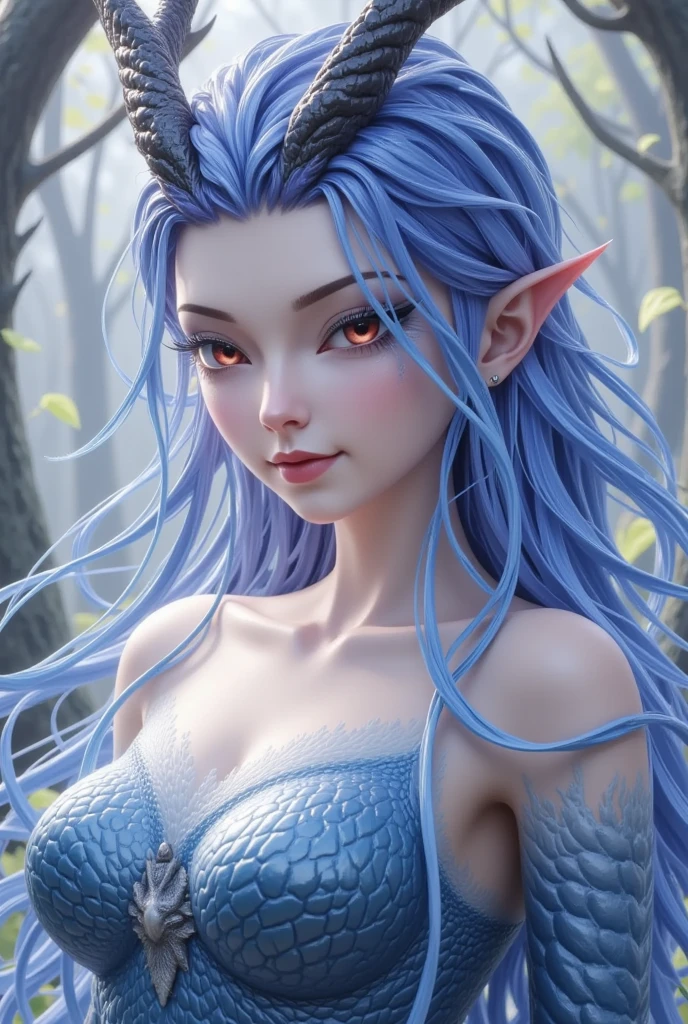 this intriguing thumbnail presents a detailed portrait of a maormer a snake like elf with blue pale blue skin