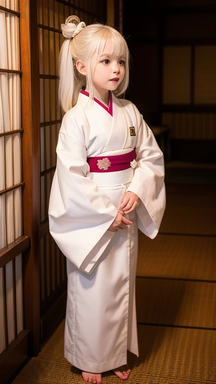 masterpiece, best quality, hd, realistic, 80mm, 1girl, 20 y.o, german girl, german, wear Japanese traditional dress, indoor, standing, smile, long hair, blonde