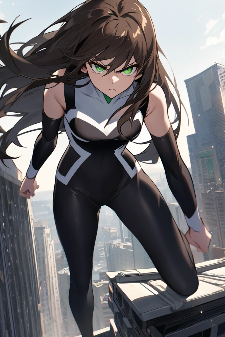 highest quality,detailed descriptiの上,whole bodyエスビアン,whole body,Kung Fu Pose,Spread your legs,Sweaty, Manhattan Cafe, Black Hair,Long Hair,Expressionless, View Viewer, Ahoge, Black gloves, Single earring, tail,flowing bangs,1 girl, (((highest quality))), Anatomically correct, grown, Big Ass, Devil Nin Suit,Rinko Costume, long 髪, ,High Ponytail, Side Lock, Ninja Artist, Shiny服, Impossible Bodysuit, Perfect for your skin, Purple bodysuit, fishing net, Underbust cut out, Arm guard, Underbust,cute, Looking at the audience, Beautiful Eyes, Beautiful background, Particles of light, Light of the sun, Dramatic lighting, outside, Shiny, Realistic, highest quality, Very detailed, Get used to it, scenery, Beautiful and detailed, thin 髪,