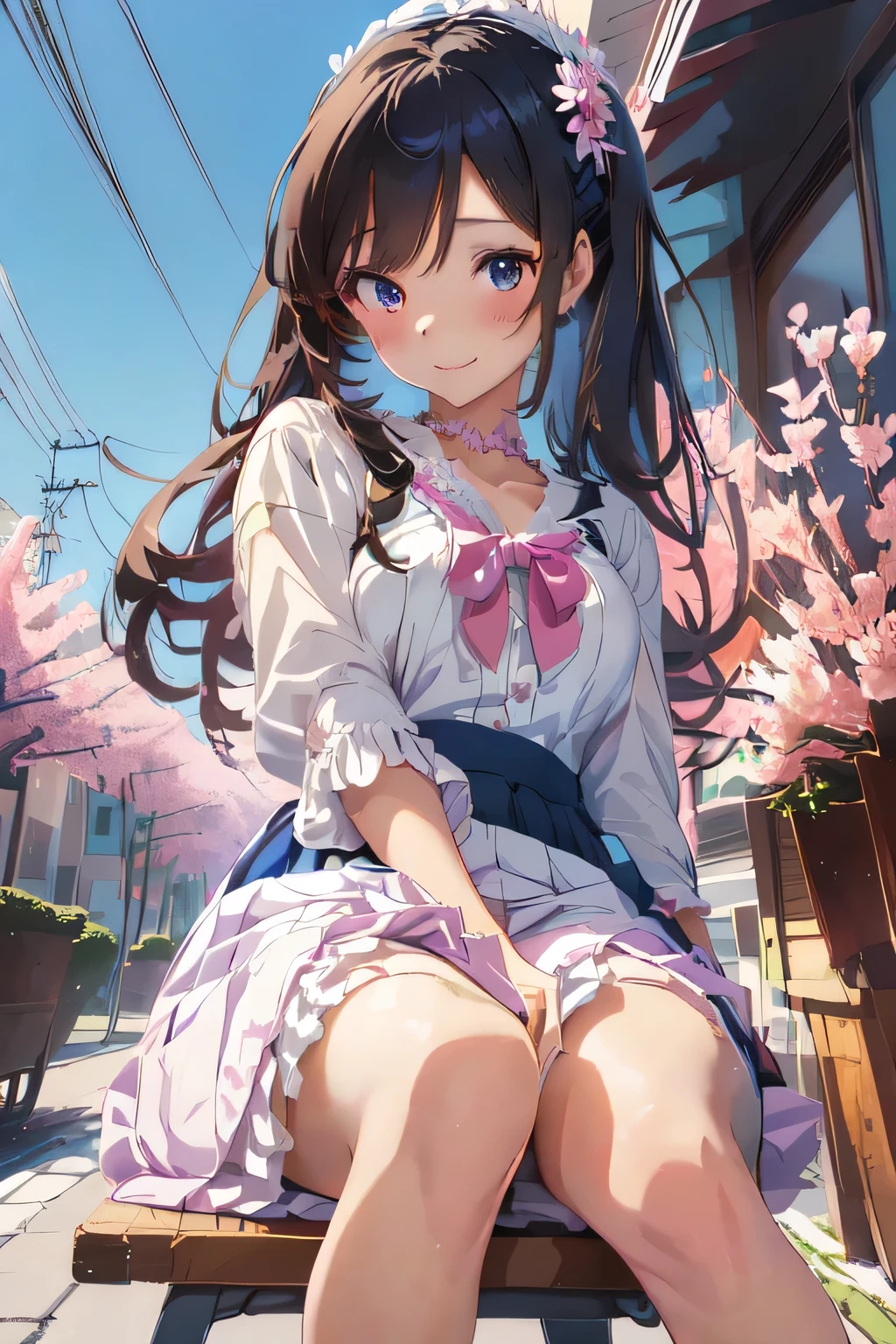 Anime Girl sitting on a table with a flower in her hair, seductive Anime Girl, Beautiful seductive anime woman , beautiful Anime Girl, Guvez, Beautiful Anime Women, Cute anime in a nice dress , ( Anime Girl), attractive Anime Girl, Smooth Animated CG Art , pretty Anime Girl, Anime image of cute girl , ta in skirt