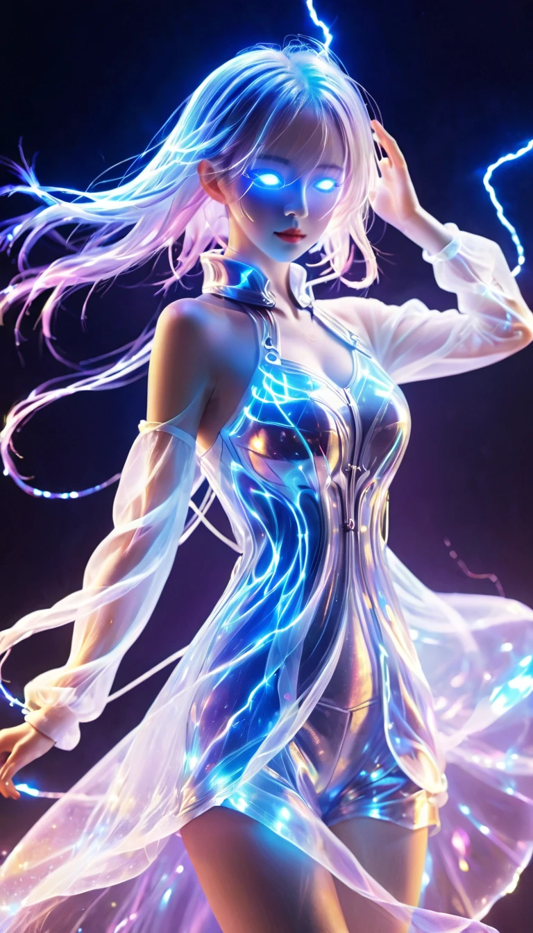 Bail_particle,Bail_line,lineแสง,particleของแสง,A girl made of particle,white hair,halter_set,1 girl,Bail_Light elements,ลำตัวglowโปร่งแสง,A girl made of light,
((dark)),epic,8ก,Fantasy,very detailed,magic,((Hood)),(Hoodie),((((hair on one eye)))),Cast a spell.,Black hole,fish,((glow eyes)) ((blue eyes)),((glow)),((Bloom)),beautiful,Masterpiece,nonsense,best quality,stand,1 girl,human,evil,evil grin,The Christian Bible,destruction,end of the world,Crazy eyes,Crazy,mental disorder,looking down,predominate,(sadism),((Demoniac)),spear,spectrum,scary,circle,edge,edge light,crescent,abyssal,shorts,Groin,Hip bone,hip line cowboy shot,magic Circle,too much energy,sci-fi,abyssaltech,พลังงานdark,impersonal,dissolve,see through,abyss,Anti-Tech,sci-fi,Pure energy,thigh,