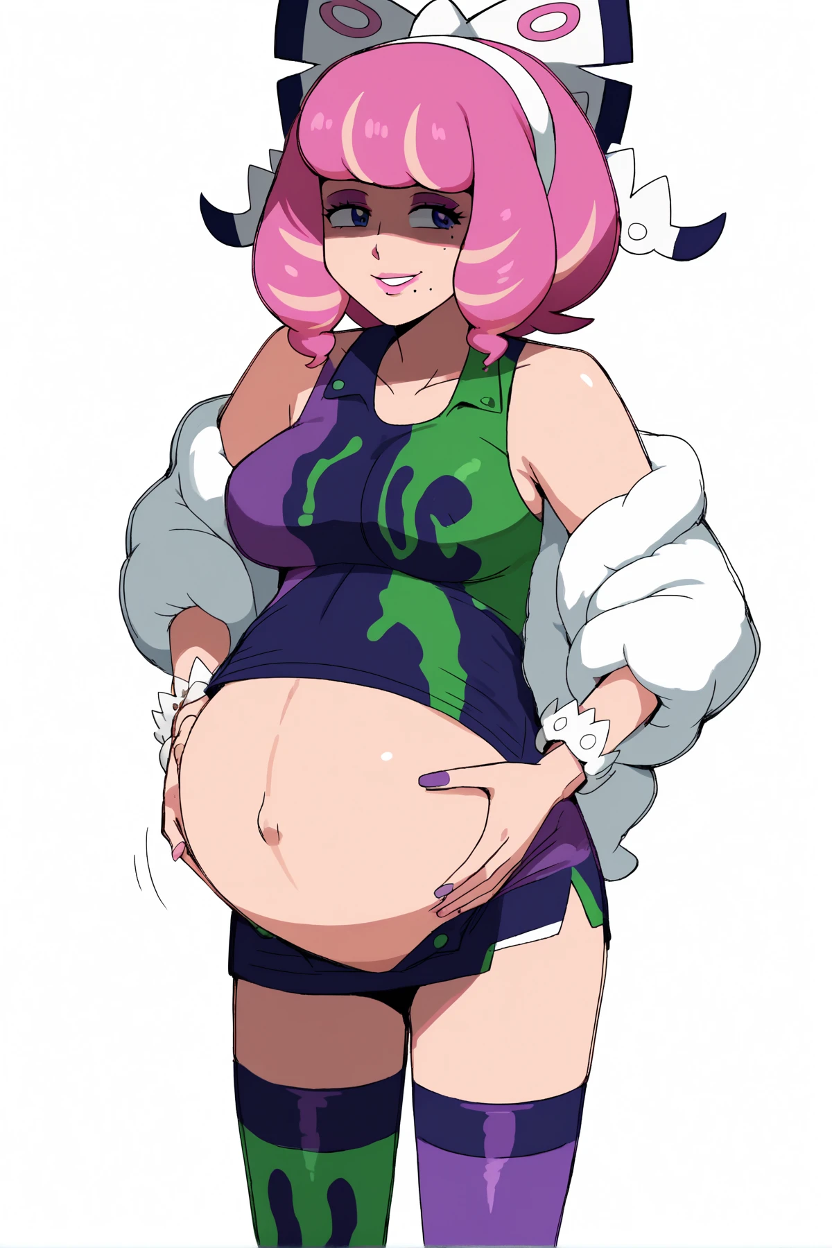 Fraction_9,Fraction_8_direction_7_direction_6_direction_5_direction_4_up,Green short hair,Green Eyes,Tie a bow at the back of your head,Purple and sailor collar,Striped sailor suit,Blue pleated skirt,White socks,leather shoes,Bean eyebrows,Wide hips,Thick thighs,Huge breasts,Huge ass,There is a bow at the back of the hair,Hair between the eyes,Sexy,Cute girl,Green Hair,Everlasting,Positive appearance,Break,Long barrel socks,fat,long sleeve clothes,Purple striped clothes