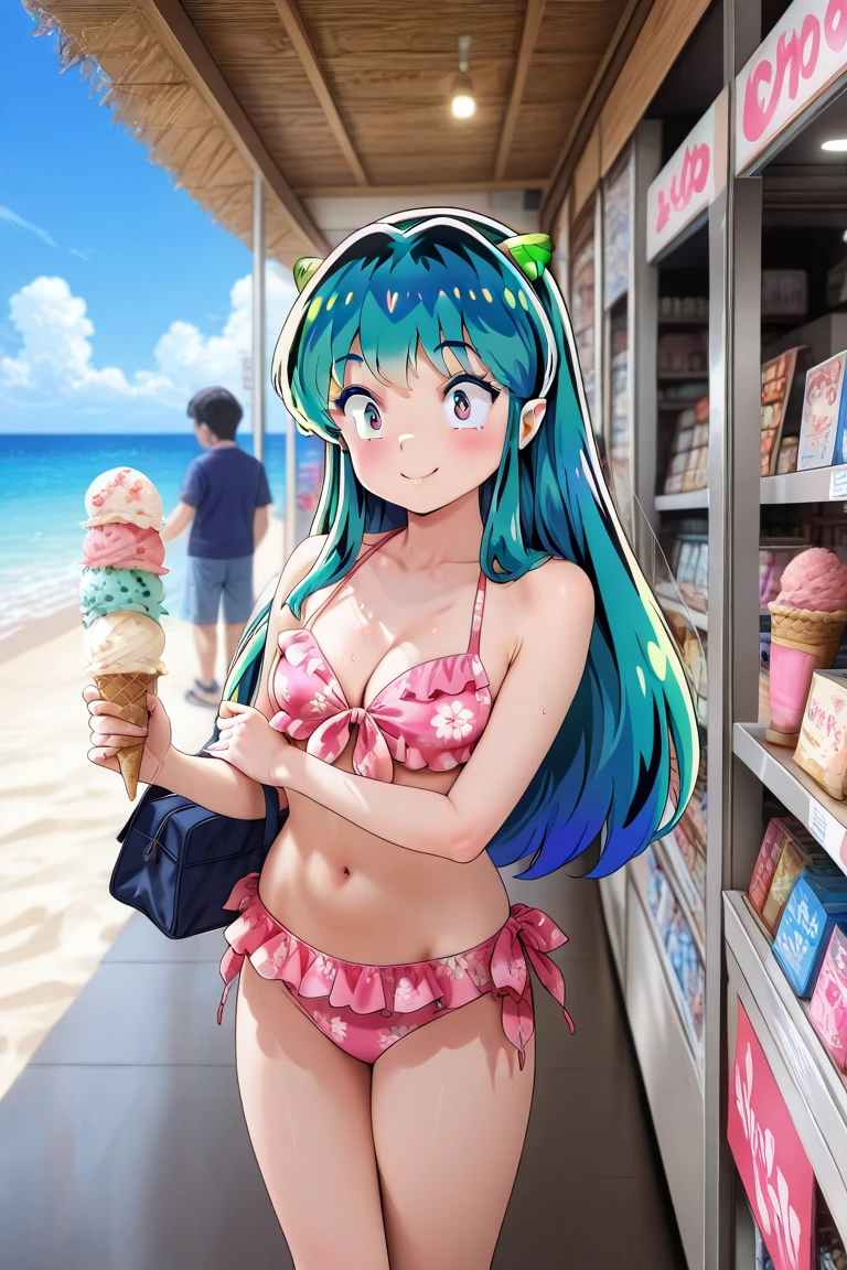 girl in a bikini eating an ice cream cone, eating ice cream, in a bikini, angela white, giorgia meloni, katy perry, in bikini, eating ice - cream, wearing spandex bikini, ice cream on the side, bikini, ice cream, wearing a bikini, candid photo of dirty, shiny plastic bikini, candid shot, cone, 1 girl, solo，in a green dress standing by a wall,portrait of female idol