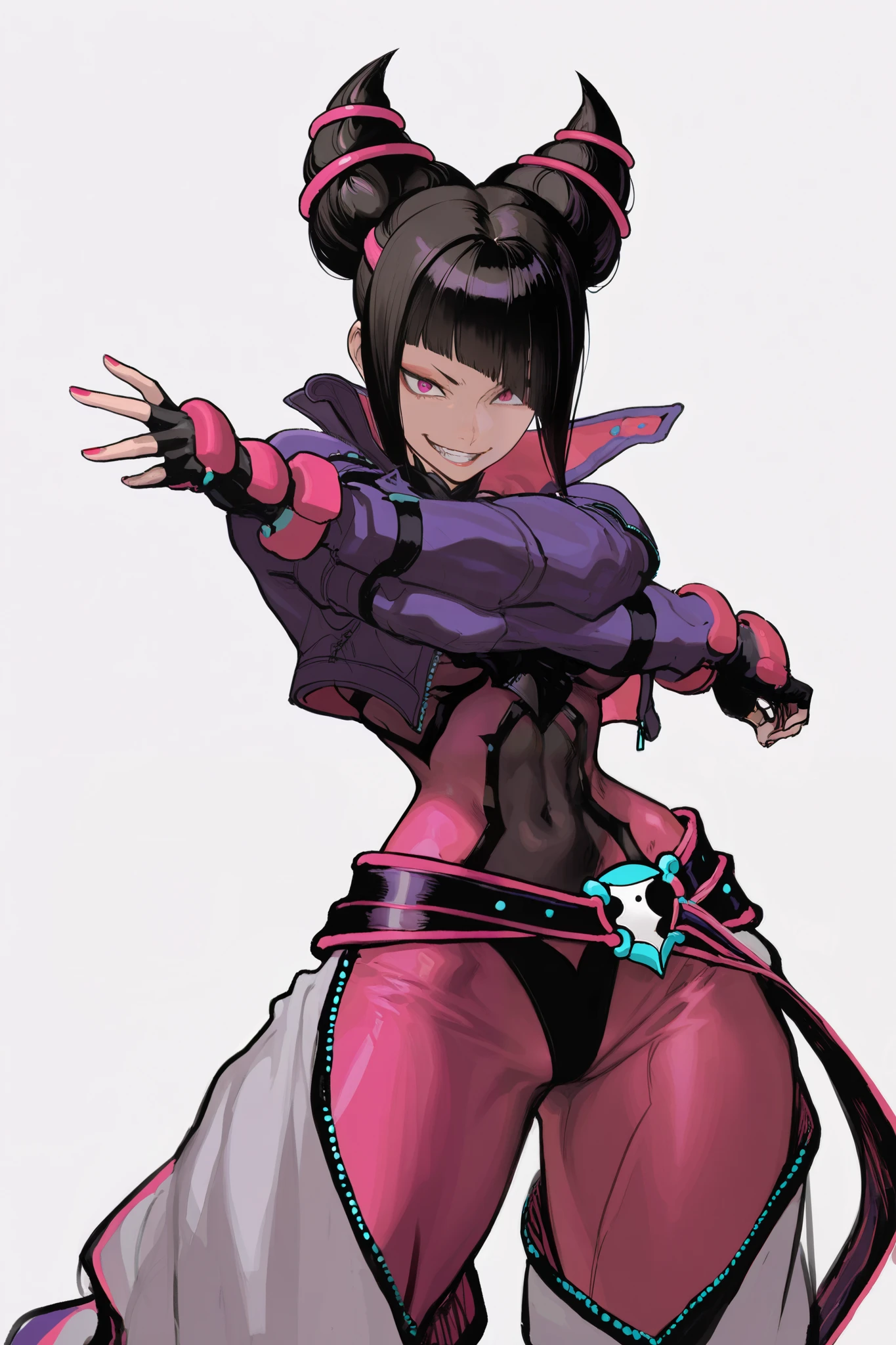 score_9, score_8_up, score_7_up, score_6_up, score_5_up, score_4_up, digital art,
BREAK
(masterpiece: 1.0), best quality, perfect anatomy, perfect composition, perfection, 4k resolution, absurdres, very aesthetic, professional artwork, absolutely beautiful,
BREAK
NishimuraXL,, simple background, (sketch:1.1), narrow waist, wide hips, thick thighs,
1girl, very cute face, han juri, evil smile, fighting stance,
white background, looking at viewer, dynamic pose, cowboy shot, hair ornament,