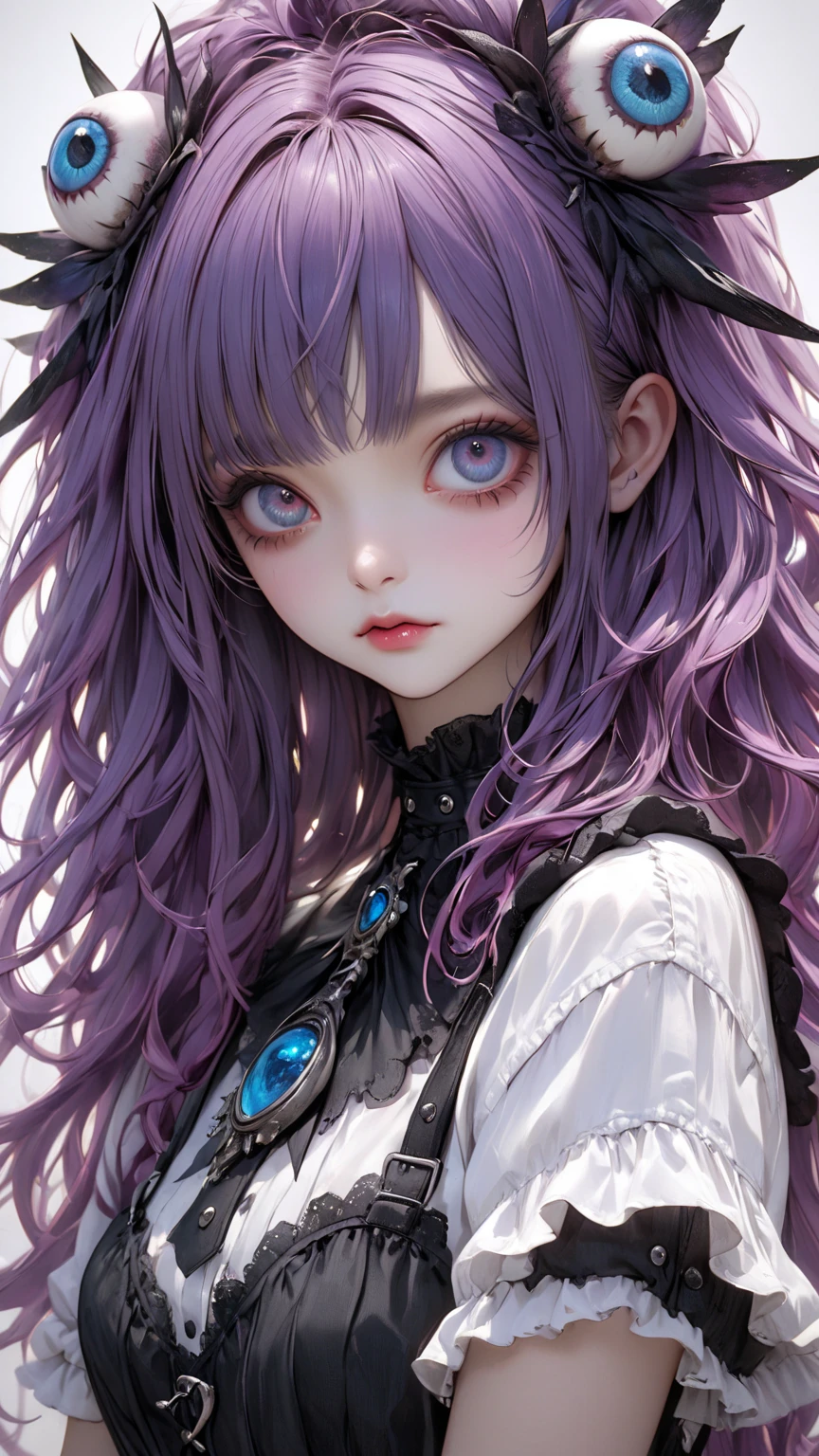 Pixar style, gloomy, negative, twisted, weird, big-eyed loli, colorful hair, bright HD hair color, background fantasy world, background color oppression. --auto --s2