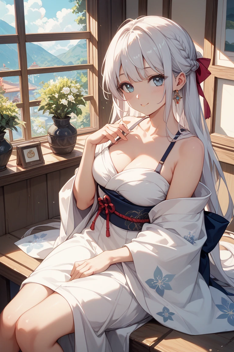 absurderes, 1girll, Be red in the face, (Realistis:1.5), (tmasterpiece, the Extremely Detailed CG Unity 8K Wallpapers, best qualtiy, A high resolution:1.2), (Supergianthugebreasts_Detailed, hyper HD:1.2), lighting perfect, distinctive, (1girll:1.4), looking at viewert, unreal-engine, Sideslit, s the perfect face, 详细的脸, Perfect body, beautidful eyes, Nice face, (Bright Skin:1.4), idoly, ulzang-6500-v1.1,,((mediuml breasts)),(a narrow waist),(blond hairbl),((on bedroom)),(choker necklace),((Sexy pajamas)),(obi strip),((in pajamas,)),upper legs,upper legs,upper legs(full bodyesbian:1.4),By bangs,(eye glass)),sharp sharp eyes,Peck the corners of the mouth,silver earring,