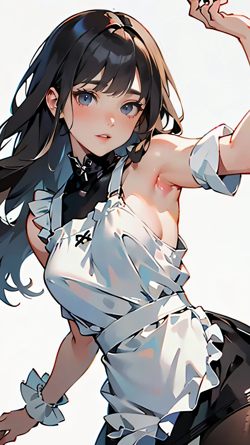 A Korean beautiful girl wearing a white vest and leggings and shorts, slender figure, full-body photo, long brown hair, bangs hairstyle bow, melon seed face, big eyes of Shui Lingling, sexy small mouth, slightly upturned lips, medium chest, background seaside park, sexy and charming, standing, super shorts, slim figure, sexy and charming