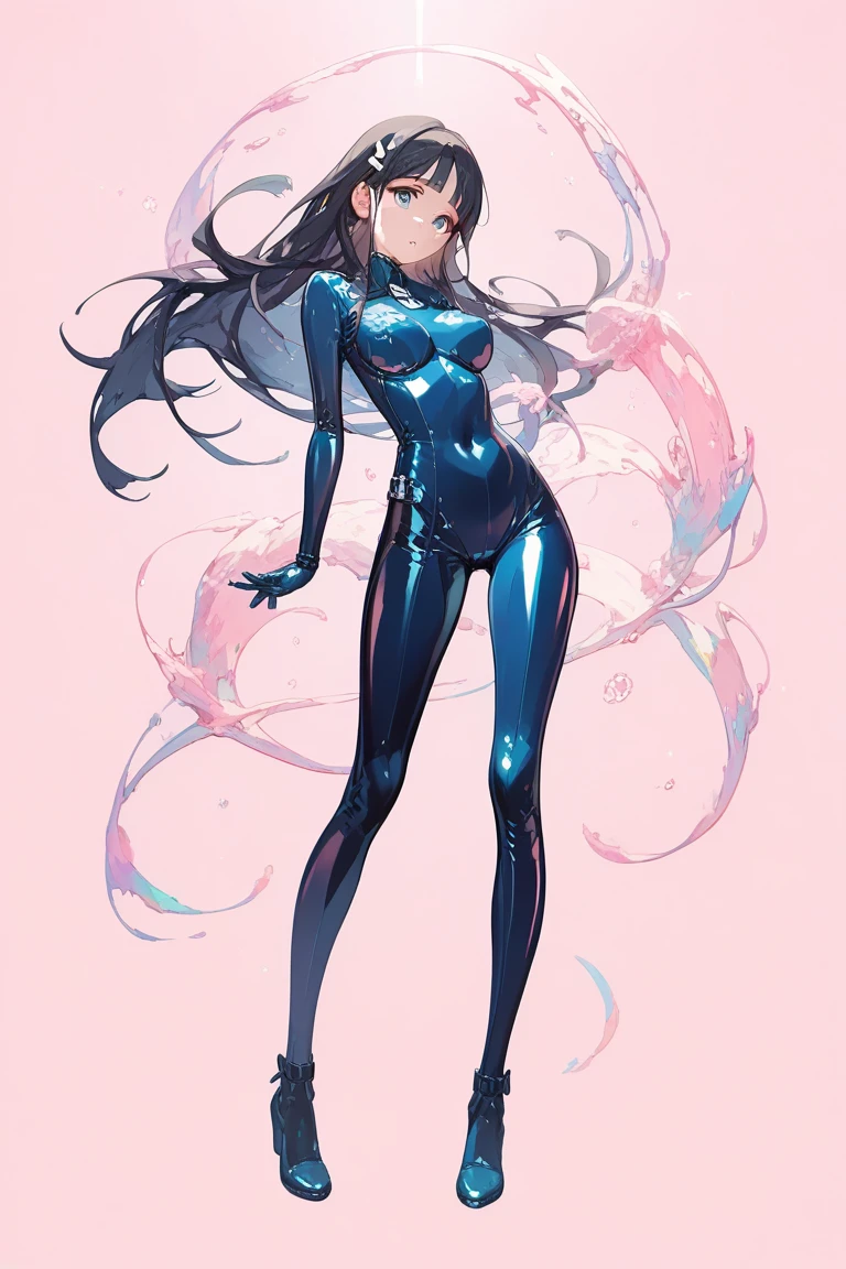 ((Create MaxZenArt!))_((One, 1 girl, tattoos, glowing tattoos, shiny eyes, white-fluffy), (sci-fi), (full-length lesbian), Sexy topless), (black transparent dress-dress ) ), (boots shoes), (sexy, ??????))_((Delicate scarlet lips), (straight black hair - long, highlights, blue, cascading), (multi-colored shiny hair), (funny shine, wet straight hair) )_((Simple color palettes), (pastel colors, kawaii, cute colors, clean), (cyberpunk))_((Sexy, ??????), (simple, minimal accessories), (necklaces and thin rings in silver or gold) , (simple bracelets, unusual designs, simple silhouettes), (simple and erotic style))_((Background),(abstract minimalism), (fresh, washed out color, wide strokes), (stunning cybernetic flowers), (lilies, extremely unusual, long stems - large stems))