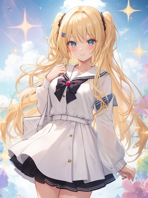 A gorgeous 15-year-old blonde Japanese girl wearing a super shiny latex navy blue long sleeve sailor uniform She spreads her hairy pussy covered in white slime She is pregnant