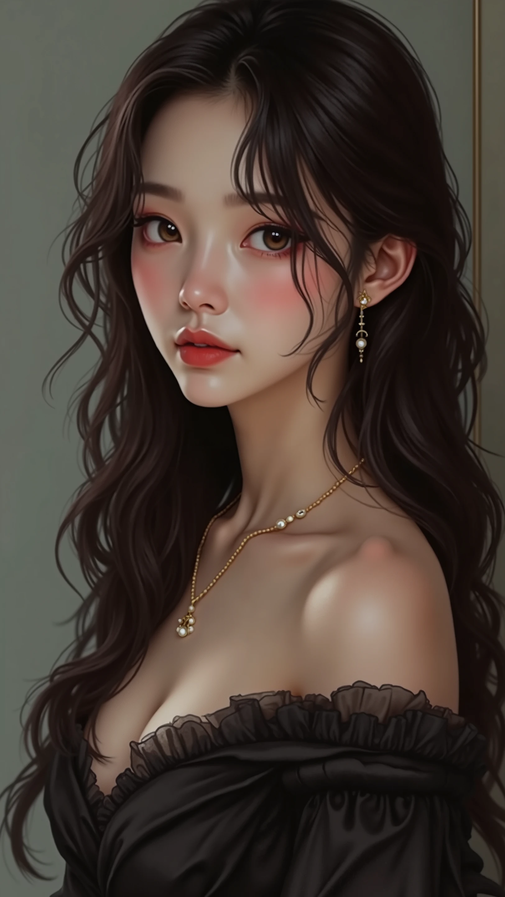 Japanese woman、 cute face、7 heads、Conservative、 long hair、dark dark brown hair、 real taste、sex appeal、Older sister