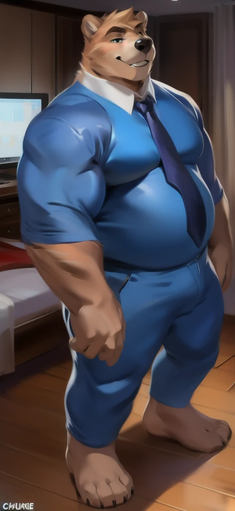 blue body, eastern dragon, anthro, mature male, dragon,obese male, office, plump, gray hair, facial hair, detailed eyes,(white shirt:1.4), (necktie:1.2), (pattern boxers:1.5), (covering crotch:1.4),(pants around legs:1.3),(embarrassed:1.5),indoors,(hi res, best quality, high quality, detailed, shaded, shading, masterpiece:),(by rossciaco, by adios)