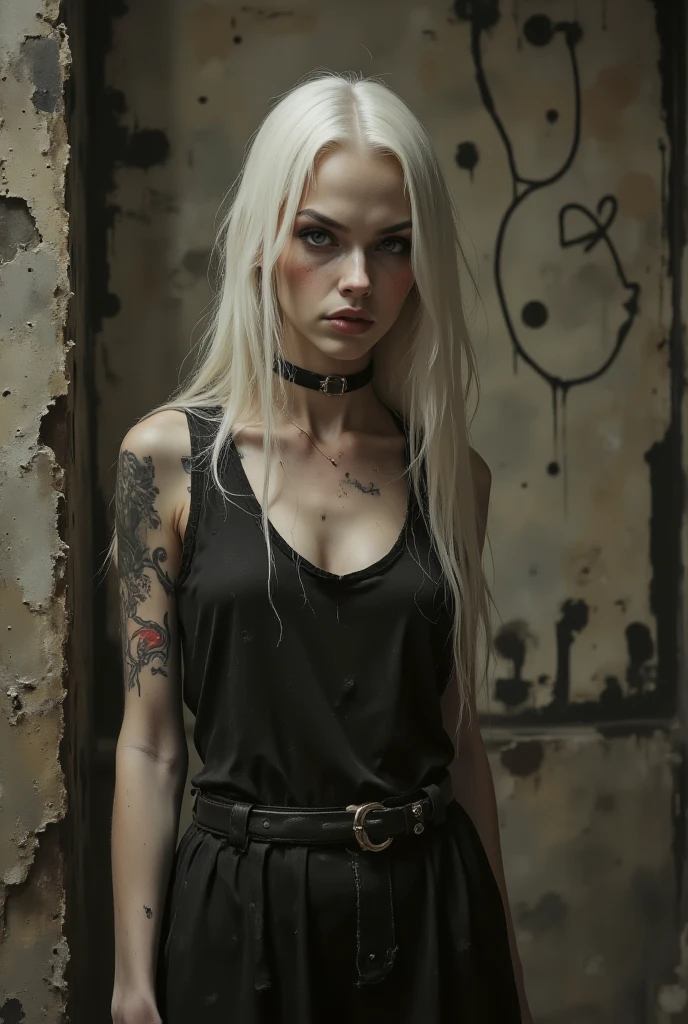 She looked malnourished A fucking mummy With dark circles under her eyes, as if she hadn't slept since she was born It seems that she lacked all the nutrients that exist The chick was wearing a dress that is glued together and has like laces and her ribs were visible A fucking pale blonde, dead-colored, emaciated, as if she were more fucking skinny than a straw