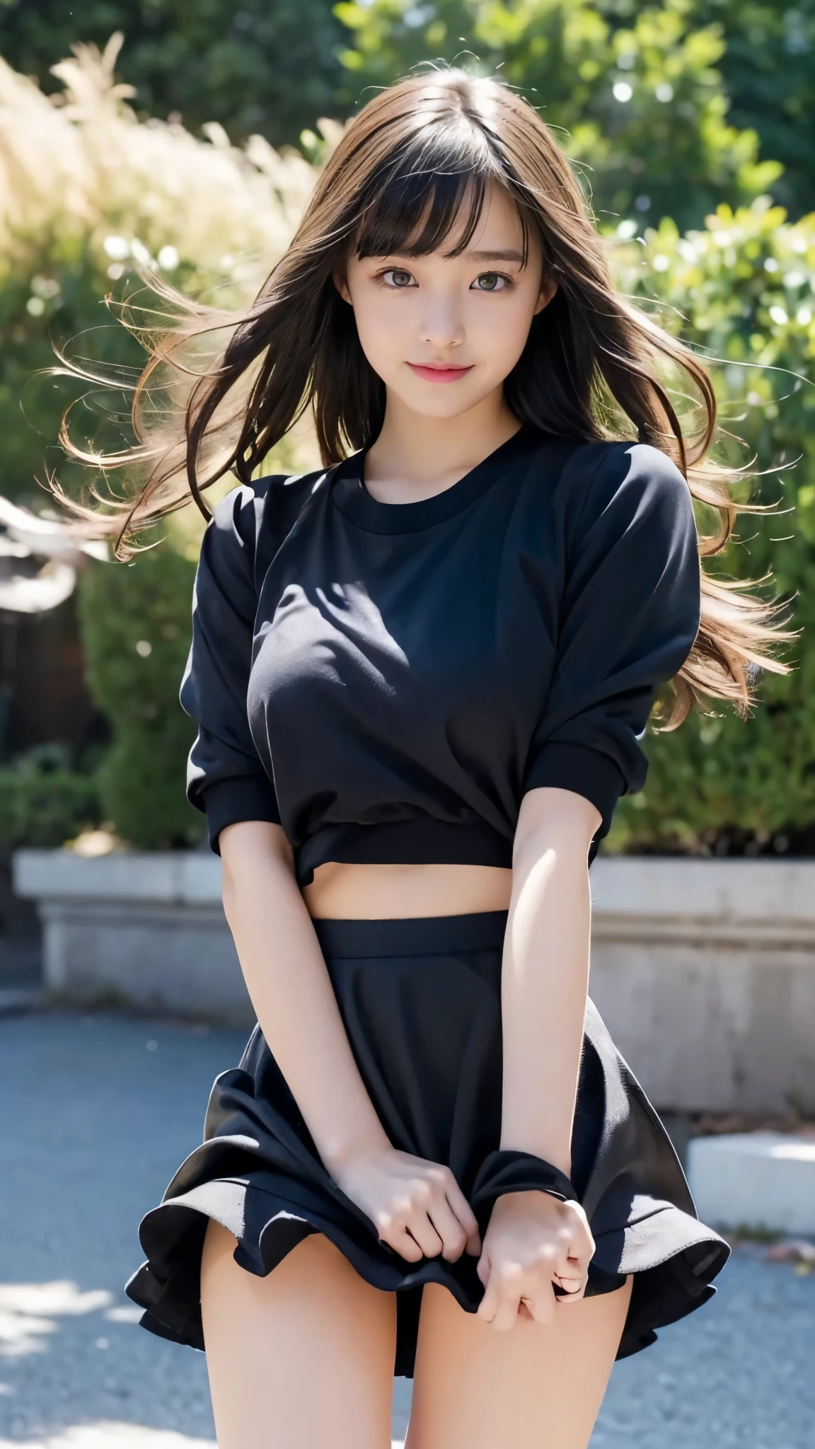 1 woman, 22yo, realistic, masterpiece, high detailed skin, looking at viewer, full body shot, scenic view, long hair, black hair
black shirt, microskirt, thighhighs, red plaid skirt, fishnets
<lora: