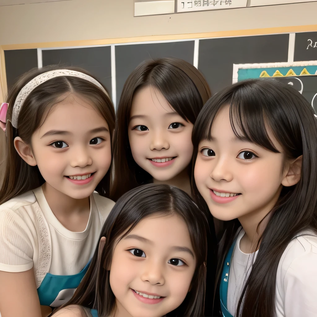 (((Very small 3 )))、((Super cute and popular idol、Four super cute, girls in one photo))、(masterpiece).A perfect, beautiful, lovely, captivating 's smile、(( small 3 photos of 4 people in 1 high-definition whole body))、((Short Hair Idol Pose))、gap、Super popular junior idol、4 small, short idols、whole body、Baby-faced idol、((Perfy Undr 、Flat Chest))、(( perfect completely small 3 ))、Beautiful