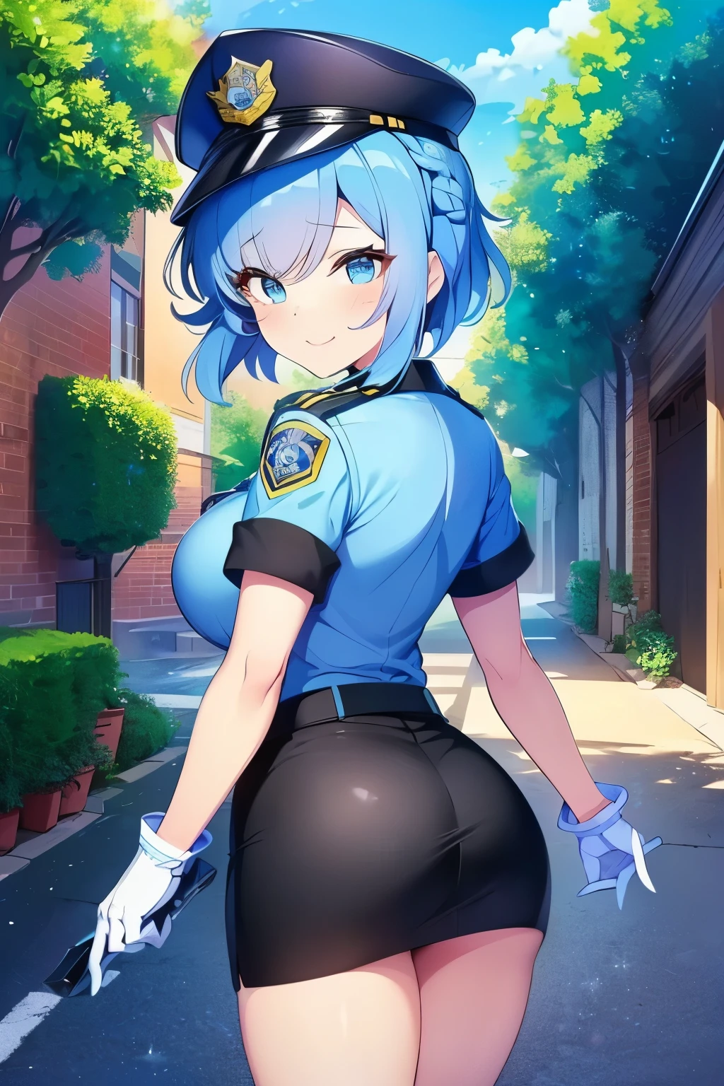 1girl, corpo perfeito, rosto bonito, uniforme escolar, rua, casas, Close up in the ass, Peek under the skirt,bunda perfeita, calcinha azul com listras brancas, calcinha bordada, uniforme escolar, detailed cenary, Perfect setting, fundo perfeito, master part vista frontal