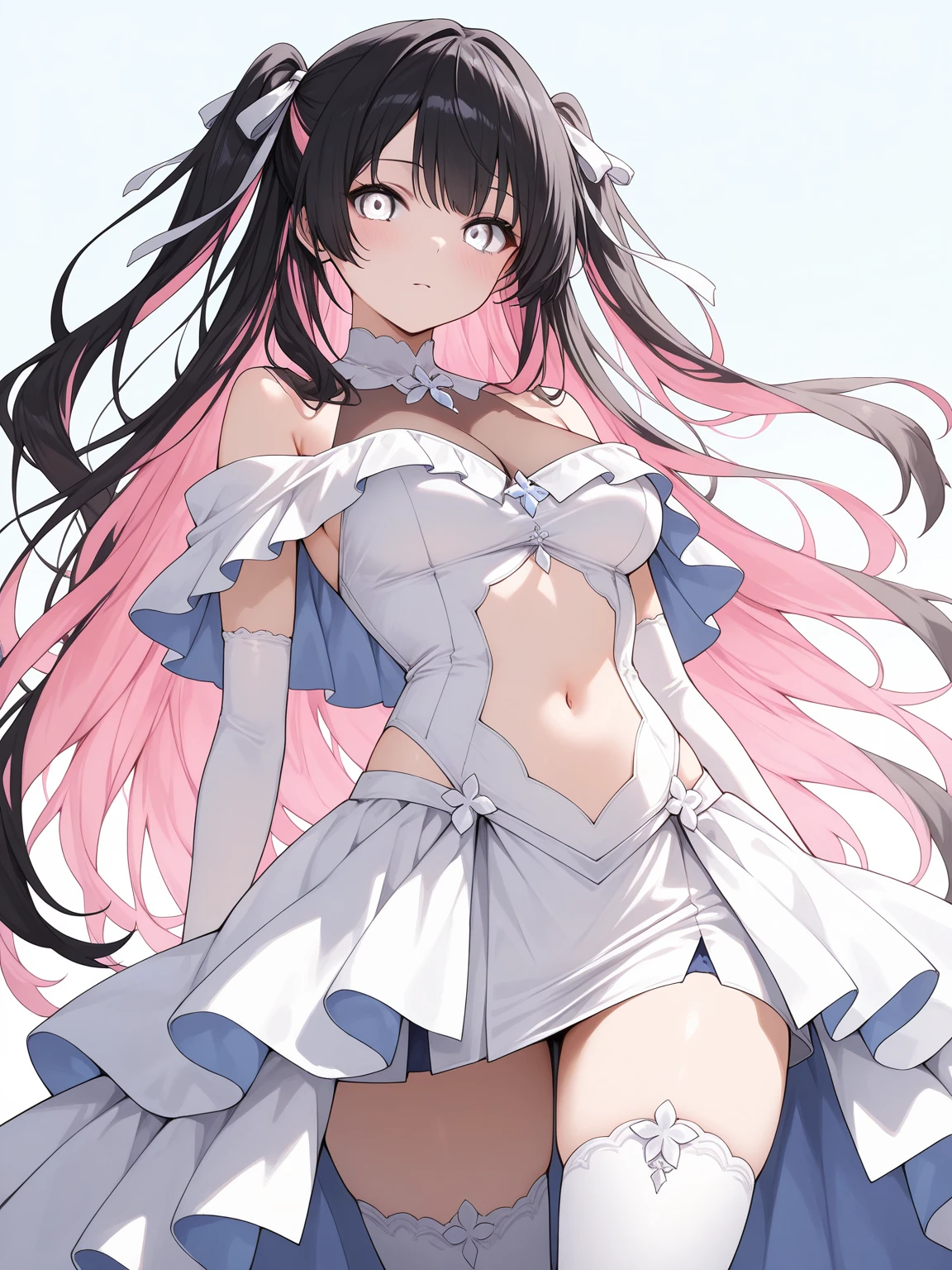 masterpiece, best quality, cinematic light, from behind,
1girl, black hair, long hair, pink eyes, medium breasts, light smile, white stockings, white gloves, bunny girl