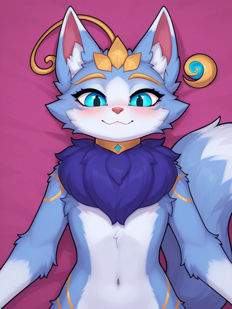 An original character, anthropomorphic, furrygirl, by MagdaLuna - PDXL, por Hardcore Furry, very beautiful, smug smile, one eye closed, lifting her blouse to show you her bra