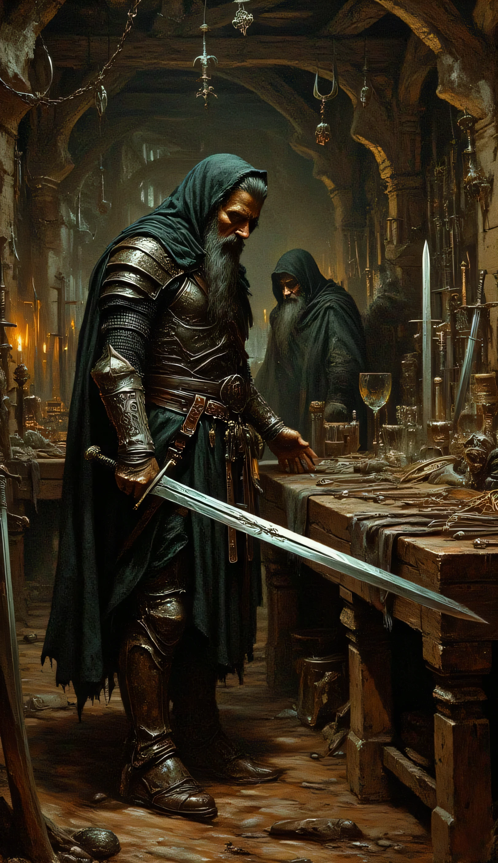 Adventurer in a sword shop

