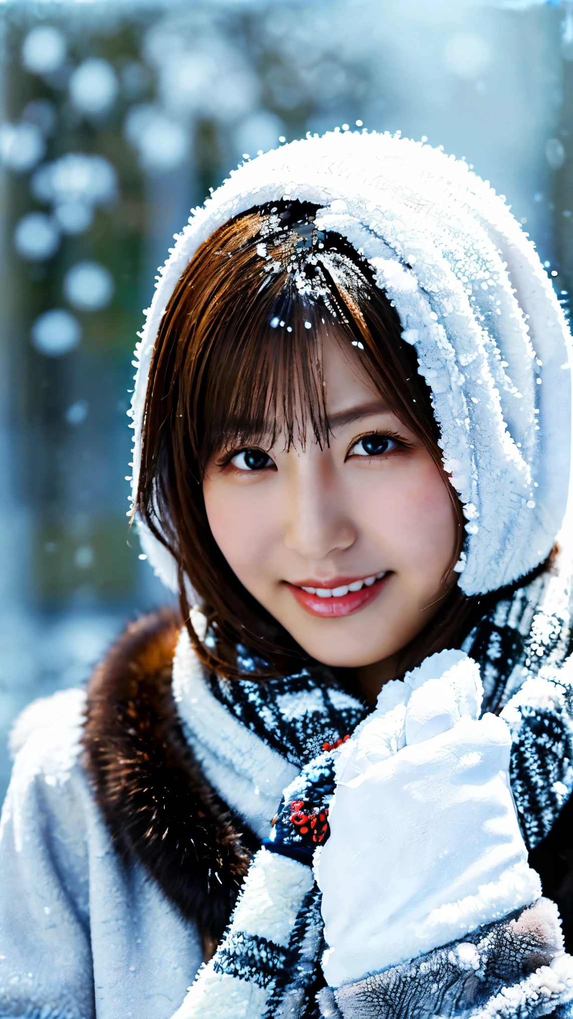 ( fur coat and scarf and gloves : 1.4), ( through a snowy background through glass : 1.4), (コーラス : 1.5), bangs, smile, ((white indoor )), Young and Adorable Japanese Face Riding on a Snow Background at Night , Official Art, high image quality CG Unity 8k wallpaper,Ultra high image quality , very well detailed , Half photo , high image quality , Kodak Portrait 400 , Film Grain , Lens Flare Glow , top quality ,8k, profile portrait ,8k, Show Viewer , (( Masterpiece)), (( top quality )), ( very well detailed ), (( cute)), (( sexy)), (( very well detailed な)), ( different service features), ( beautiful), illustrations, beautiful Japanese woman, (( 1 female )), ( Disconnect (years ) : 1.3)