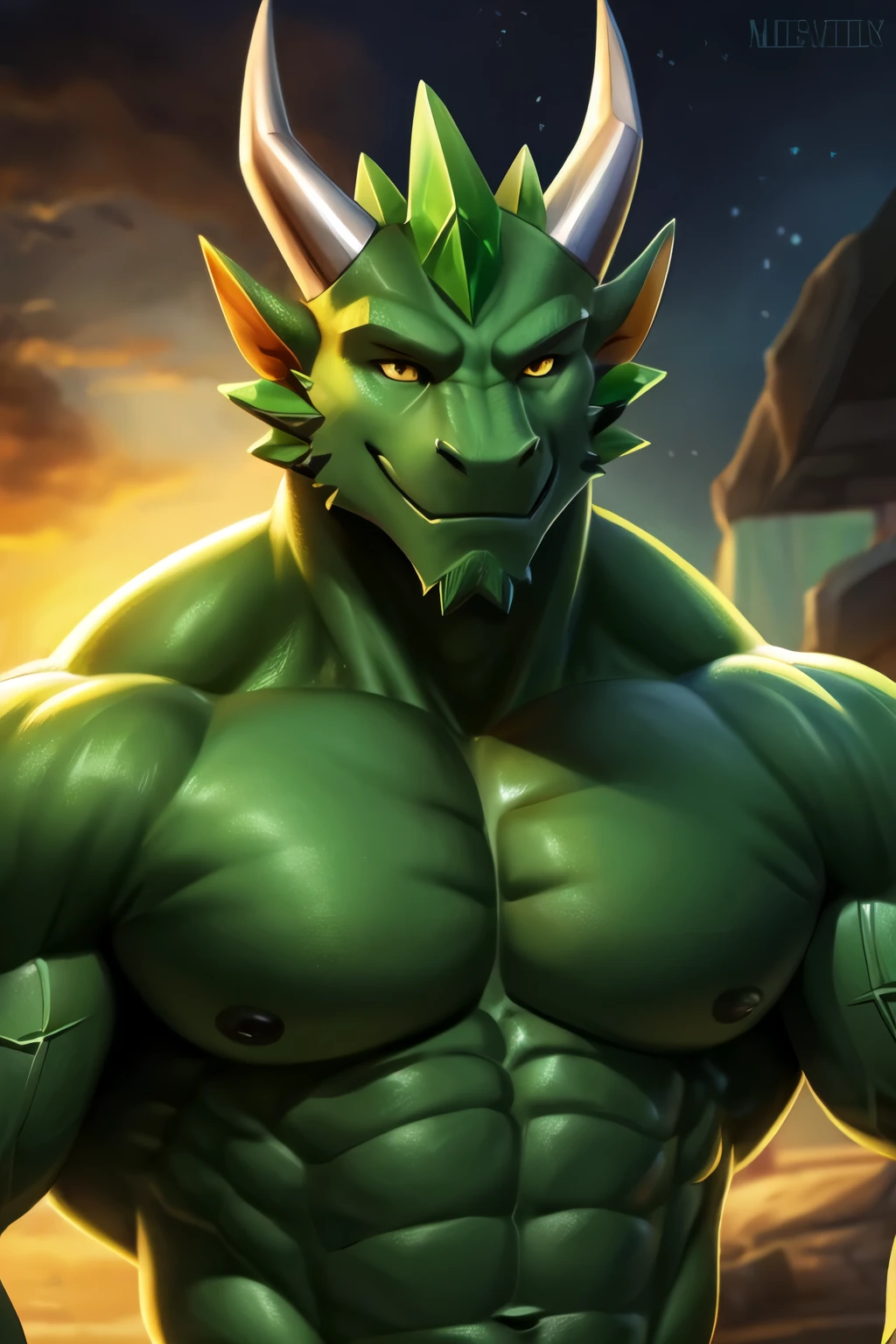 NSFW, Beast King Chronicle, Dragon, Green Dragon, Alterd beast, WereDragon, Dragon, Green Dragon, Green Skin, All Green, No Hair, (god rays:0.15), kemono (detailed soft fur:1.1), best quality, ultra realistic, 8k), (kemono:1.5), (bara:1.5), (male:1.5), muscular, (glowing red eyes1.2), veiny muscles, bulging muscles, wide chest, thick thighs, thick arms, popping veins, looking directly at viewer, (direct gaze:1.5), highly detailed eyes, alluring gaze, powerful strong mighty, wings, horns, monster, giant, handsome alpha male, wide thick chest, large pecs, large biceps, abs, large shoulders, thick legs, Cock, Big muscles, Muscle growth, Bodybuilding, R-18, Big arms, reg, Big reg, muscle reg, spread legs, bulk up, Growth, bodybuilder, Hyper muscle, full body shot, Hyper cock, Big cock, humanoid penis, Penis, Big penis, Hyper penis, Abdominal muscles, Hyper abdominal muscles, Growth muscle, Power up, definition, Big Abdominal muscles, Abdominal muscles, muscle, Big cock, All nude, nude, Completely naked, nude, bodybuilding, bodybuilding Pose, Big Wings