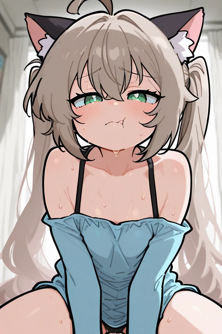 Cute skinny beautiful girl、、Big Breasts、(Disgust, shame, surprise, blush:1.3)、Beautiful Eyes、Brown skin、Braid、upright、Spread your buttocks with both hands