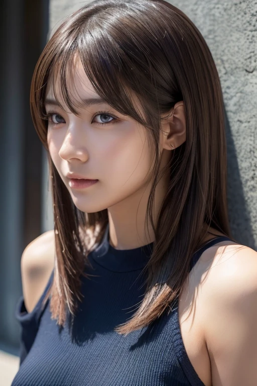 (8k、RAW Photos、Top Class Star Piece:1.2)、(Genuine、Photo genuine:1.37)、Super Fine、Ultra-high resolution、girl、1 person、Gazing Eyes、Beautiful face even in the contours、thin、(thin)Black waist):1.3)、Fine and beautiful skin、Skin Texture、Fluttering Hair、Professional Lighting、human body、Clothes that were completely torn apart、Big Breasts、Plain gray background、Expressionless、Sad expression、Hair tied up、Twin tails