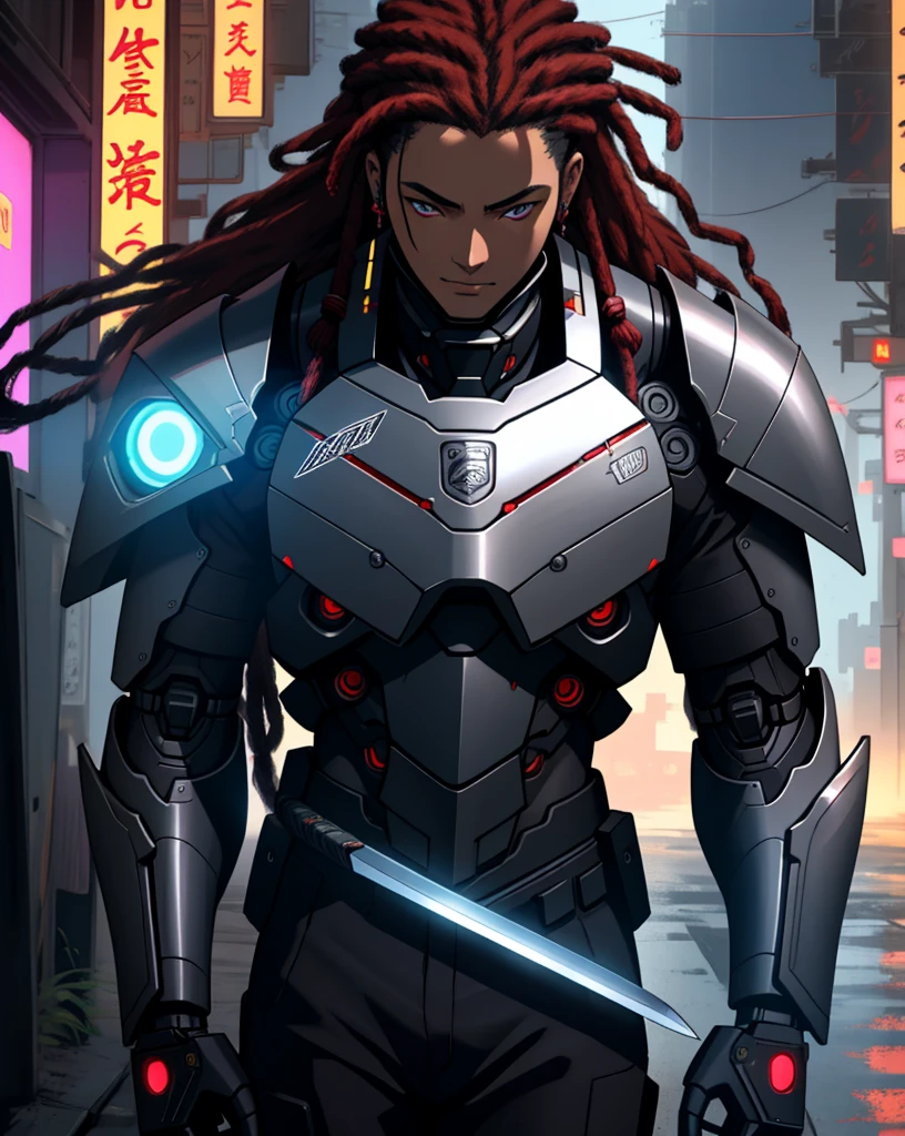source_anime, score_9, score_8_up, JetstreamSam, cyborg, headgear, beard <lora:JetstreamSam_XLPD:1> fighting stance, glowing eyes, red eyes, ruined city background, night time, high contrast, volumetric lighting