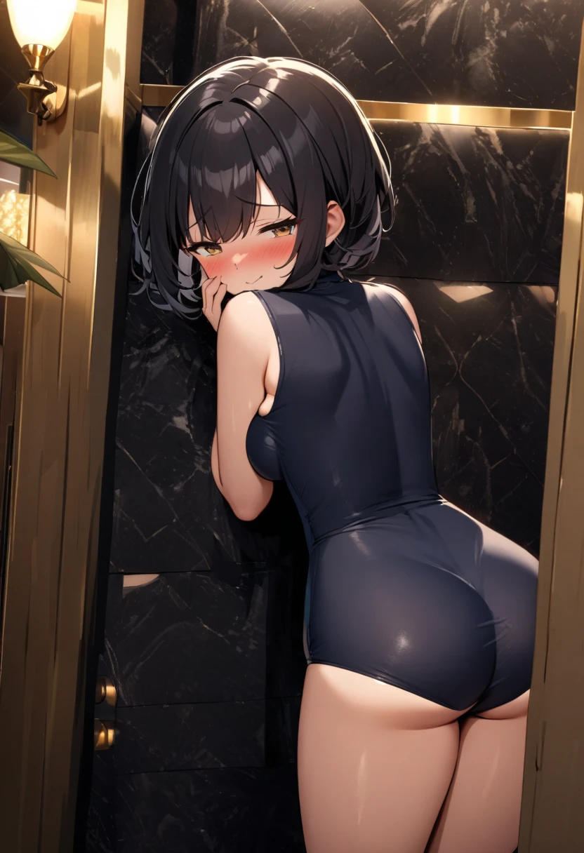 Highest quality,Ultra-wide angle composition、Elementary school girl Sweaty face cute short hair boyish Steam coming out of my head My hair is wet with sweat Black Hair From below,Butt ),(bare hands),Crying face,((From behind:1.2)),((Butt)),((On all fours:1.2)),(Buttを高く上げましょう:1.2)、Buttを広げる