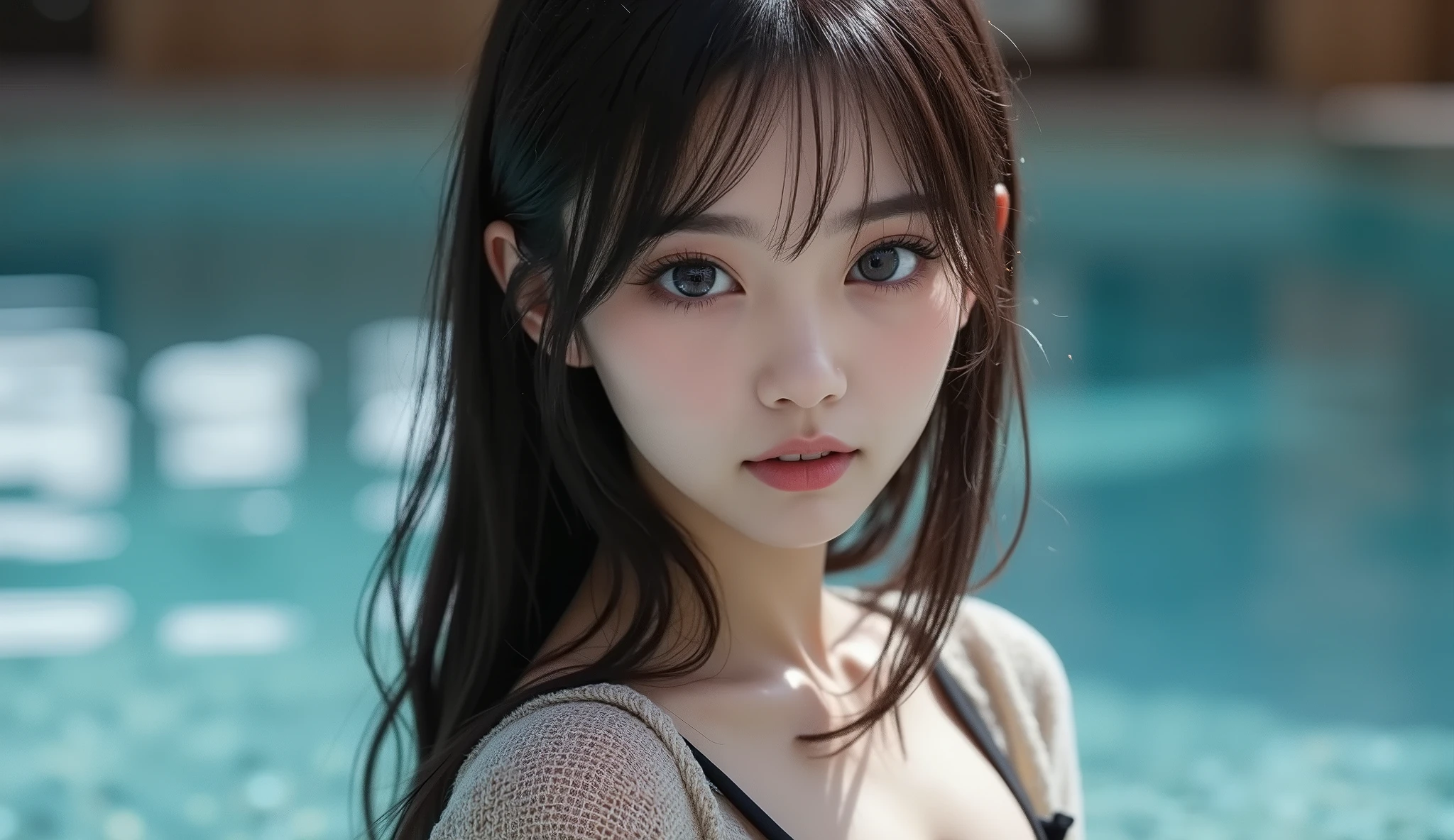 8k, super high resolution , top quality, masterpiece,rule of thirds,golden ratio, surreal, photos, one woman,( girl:1.3), cute, cute顔, Beautiful Eyes in Every Detail , 細かく Details, Mature Women, princess,extream close up,smile, black hair,Long layers,ID photo,future, Brutal Cyberpunk Woman , luxurious and beautiful ,((summer knitted sweater )), (( micro mini skirt)), ((Knee-high socks)),Short sleeve, very delicate expression , delicate eye description,, Healthy Body , (( 1 female)), Height: 160cm, (( thin thighs)) ,( Thin Waist:1.4)、( Beautiful :1.4), pink lips, profile,((( ideal figure))),Small bust, A cup :2,、 portraits:2、 perfect anatomy 、鮮明な Details、 Details, thin lips,Perfect and beautiful face ,完璧で cute顔, Meticulous Skin , Perfect Limbs 、 Thin Waist, surreal,Light and Dark, fashion magazine cover,glowing